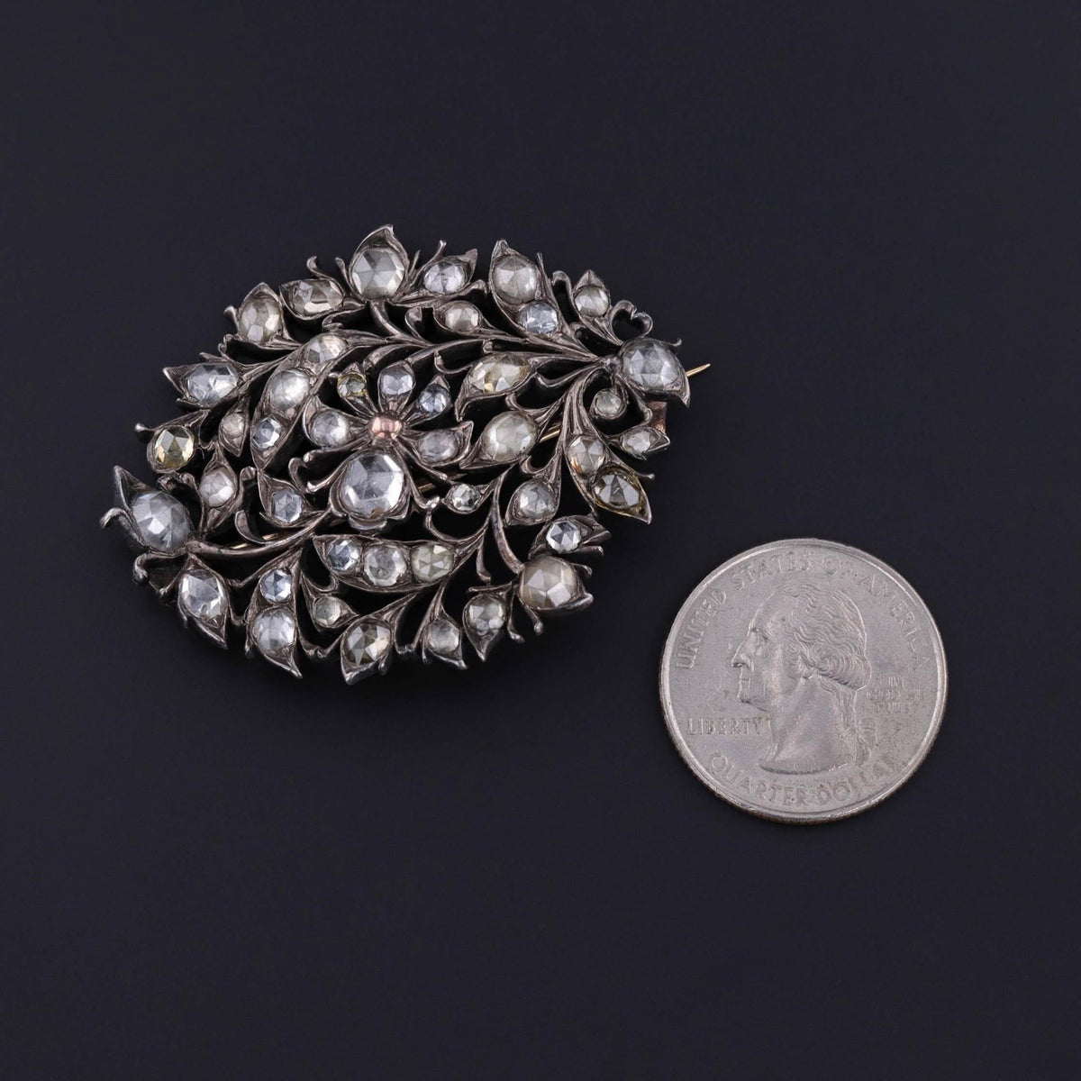 Antique Sri Lankan Rose Cut Zircon Brooch - Trademark Antiques