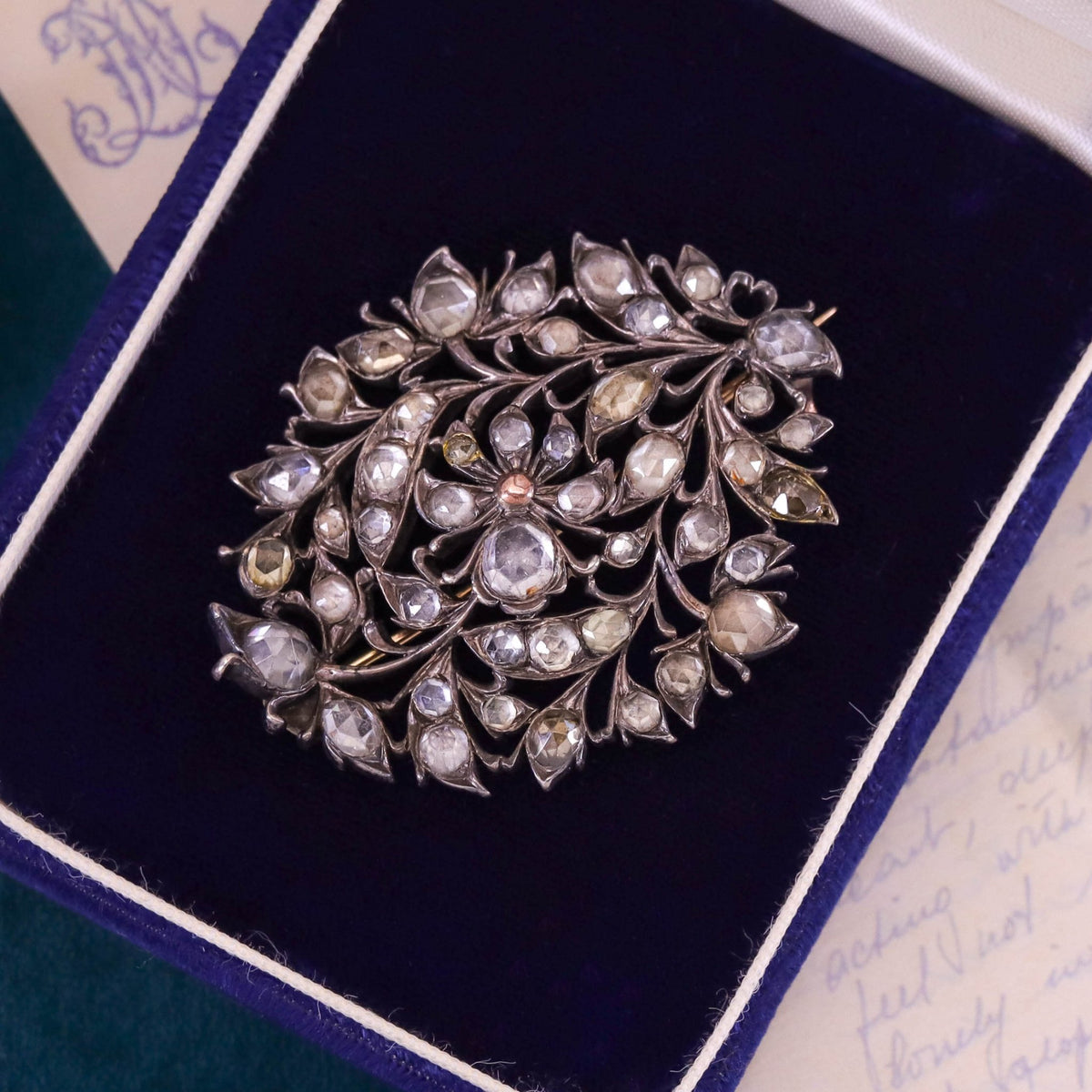 Antique Sri Lankan Rose Cut Zircon Brooch - Trademark Antiques