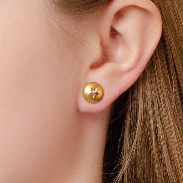 Antique Star Conversion Earrings of 14k Gold - Trademark Antiques