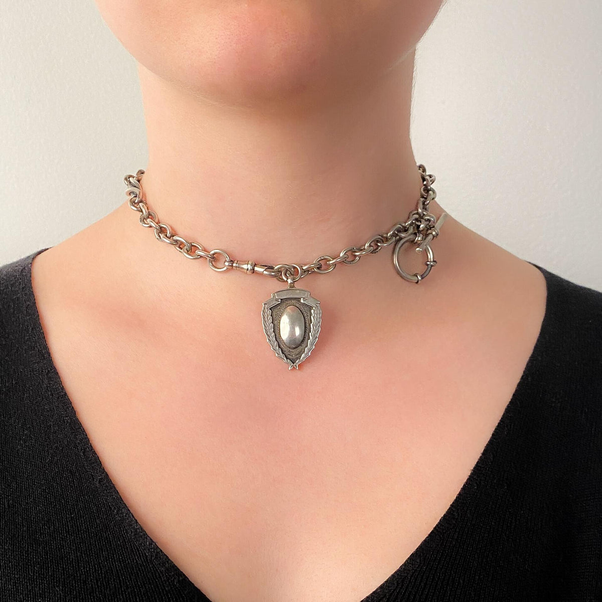 Antique Sterling Silver Albert Choker Chain - Trademark Antiques