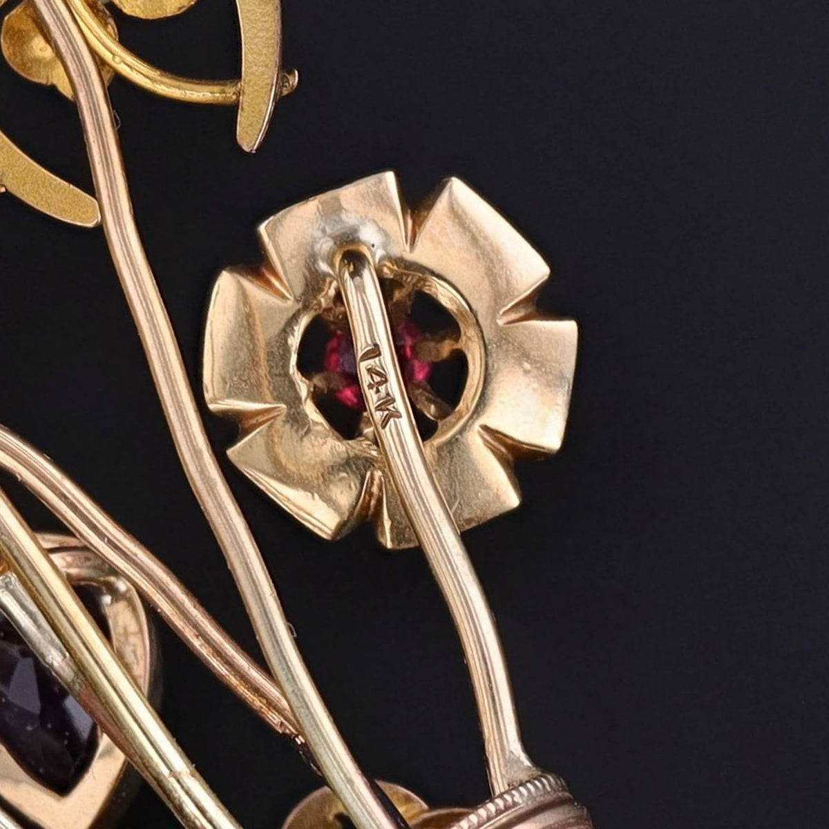 Antique Stickpin Cluster Bouquet Brooch of 10k &amp;14k Gold - Trademark Antiques