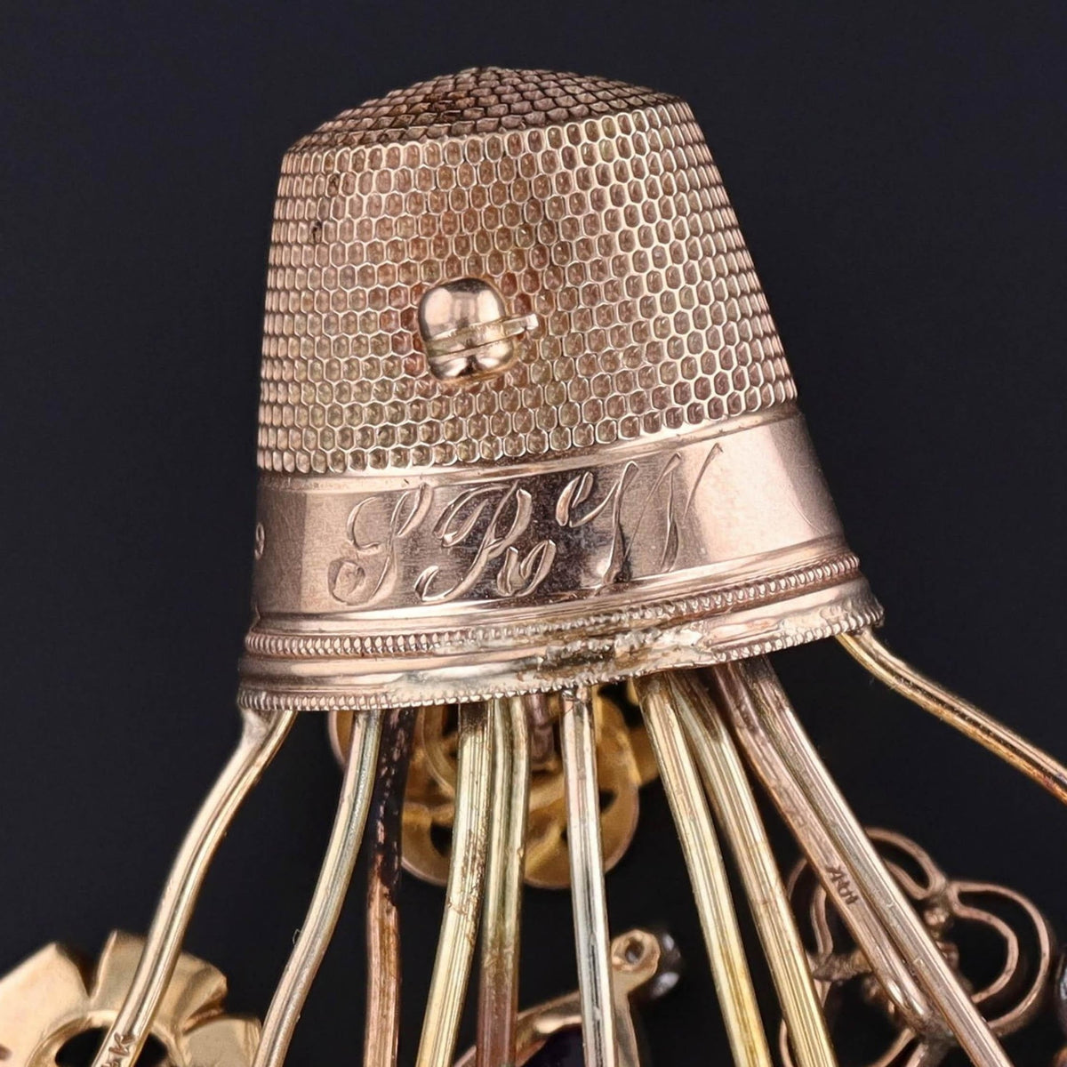 Antique Stickpin Cluster Bouquet Brooch of 10k &amp;14k Gold - Trademark Antiques