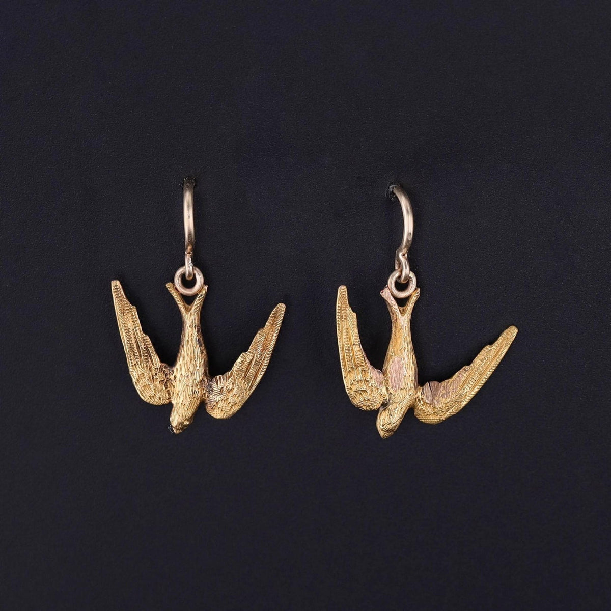 Antique Swallow Bird Earrings of 14k Gold - Trademark Antiques