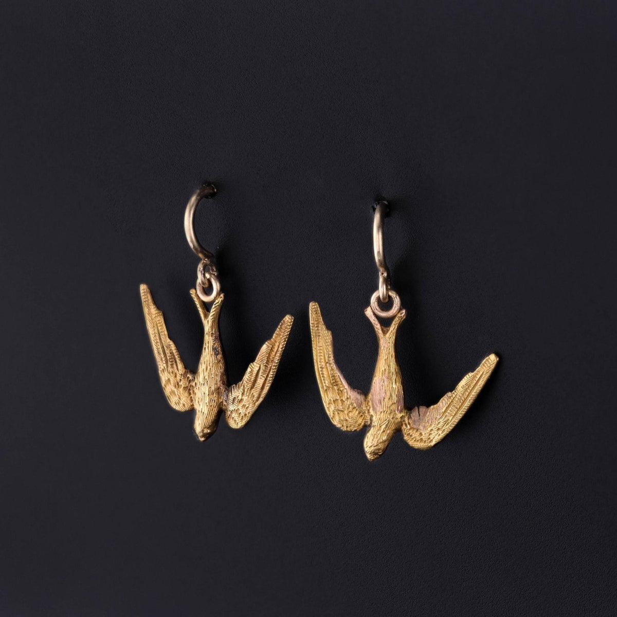 Antique Swallow Bird Earrings of 14k Gold - Trademark Antiques