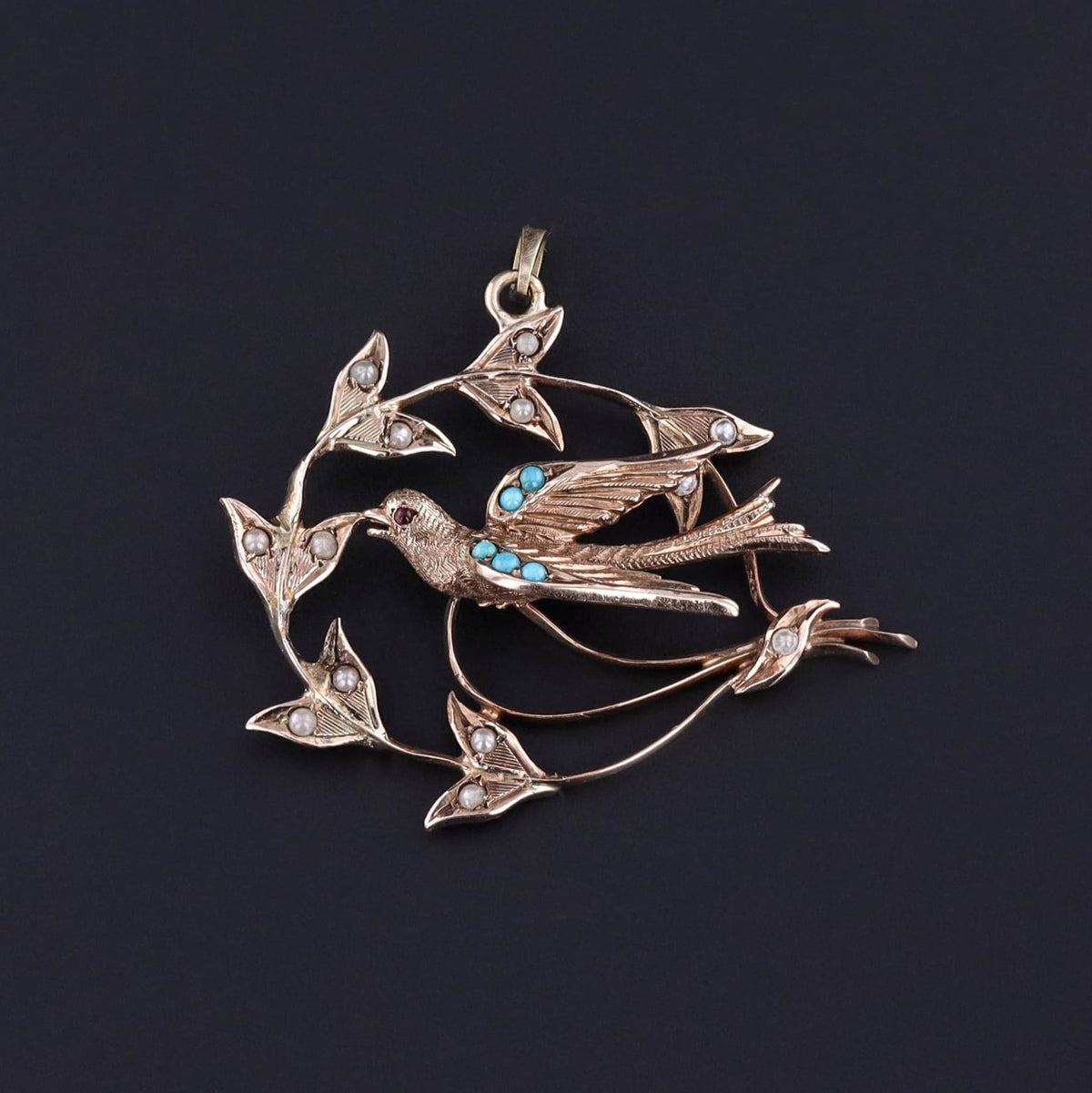 Antique Swallow Bird Pendant of 9ct Gold - Trademark Antiques