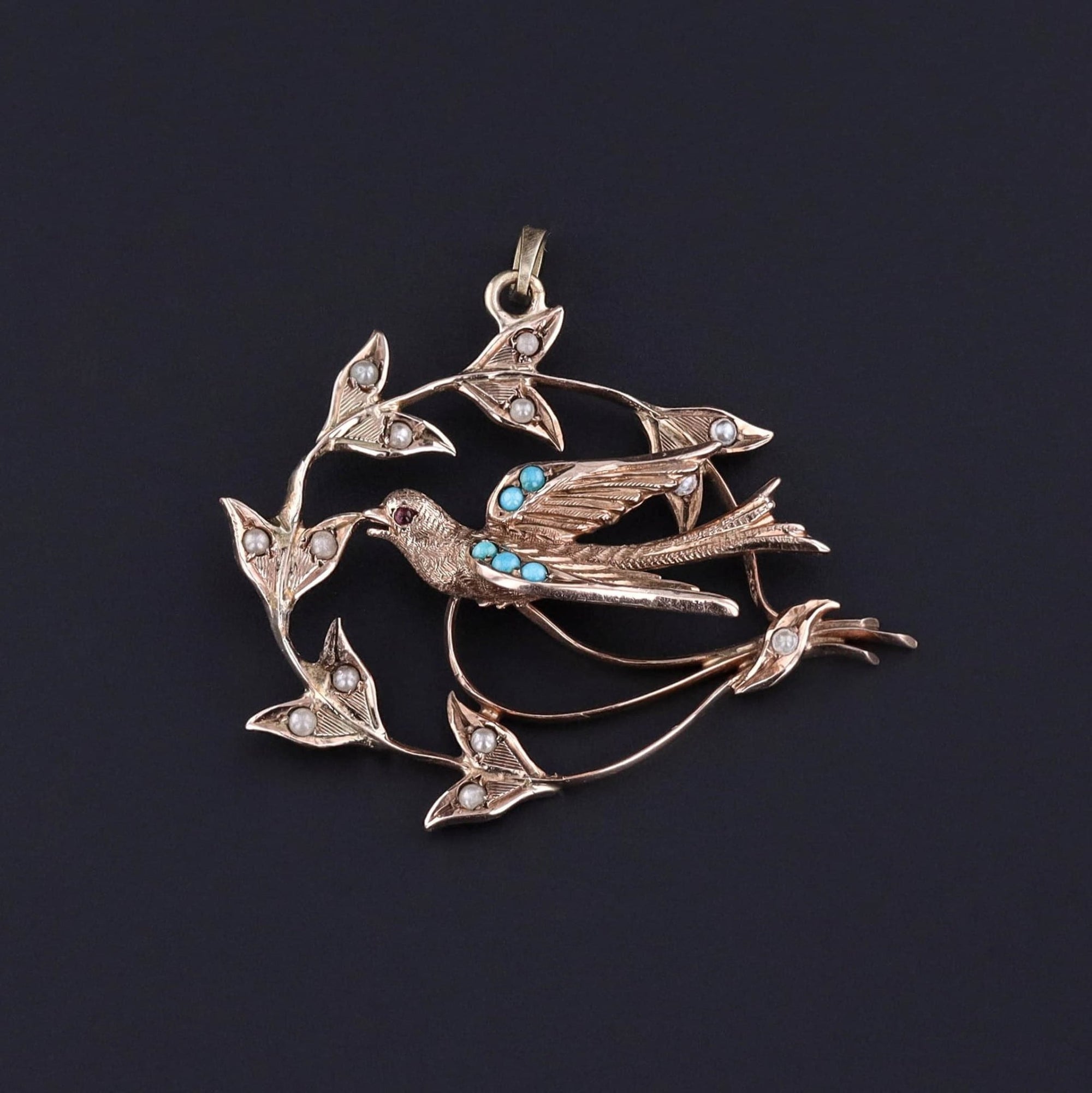 Antique Swallow Bird Pendant of 9ct Gold - Trademark Antiques