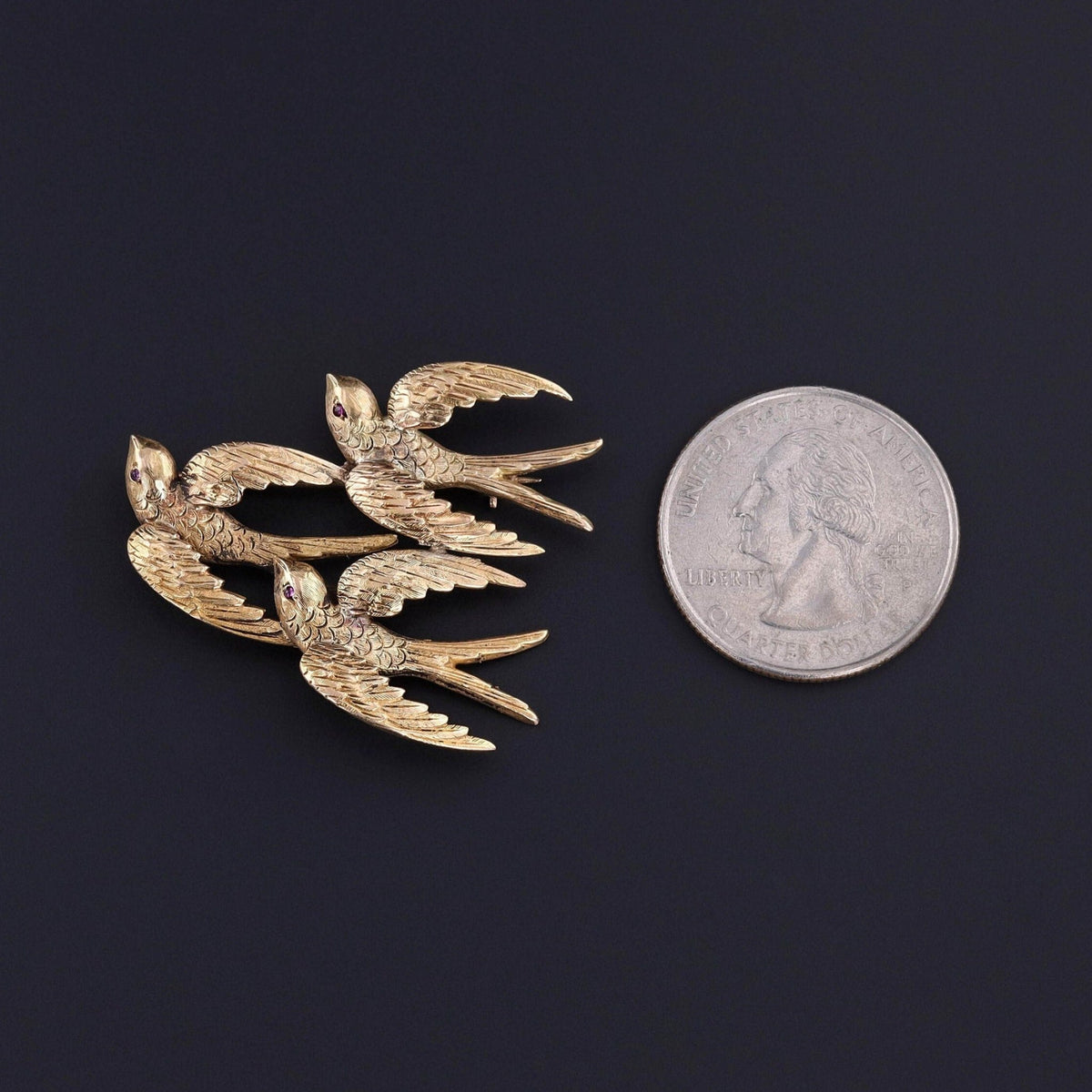 Antique Swallow Brooch of 14k Gold - Trademark Antiques