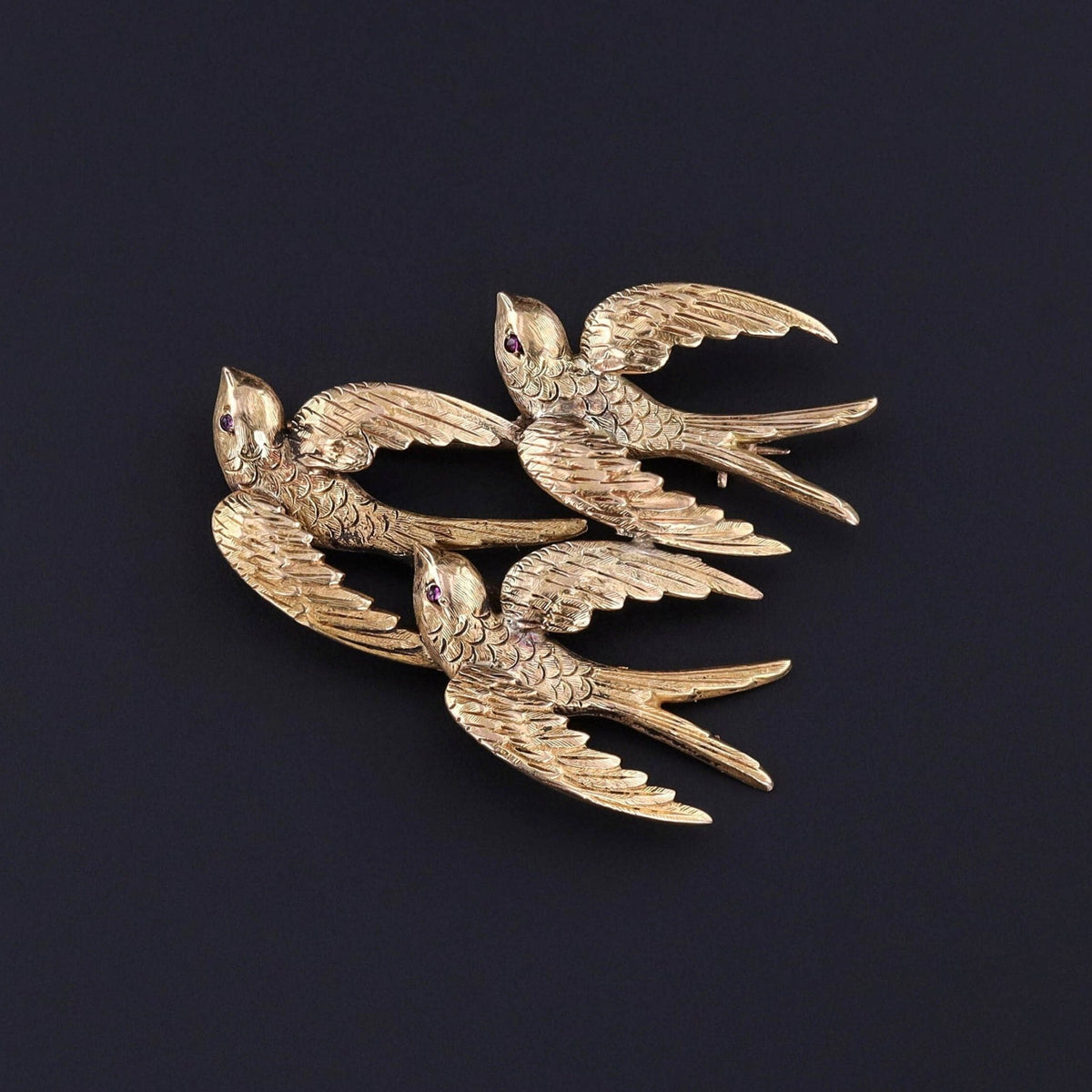 Antique Swallow Brooch of 14k Gold - Trademark Antiques