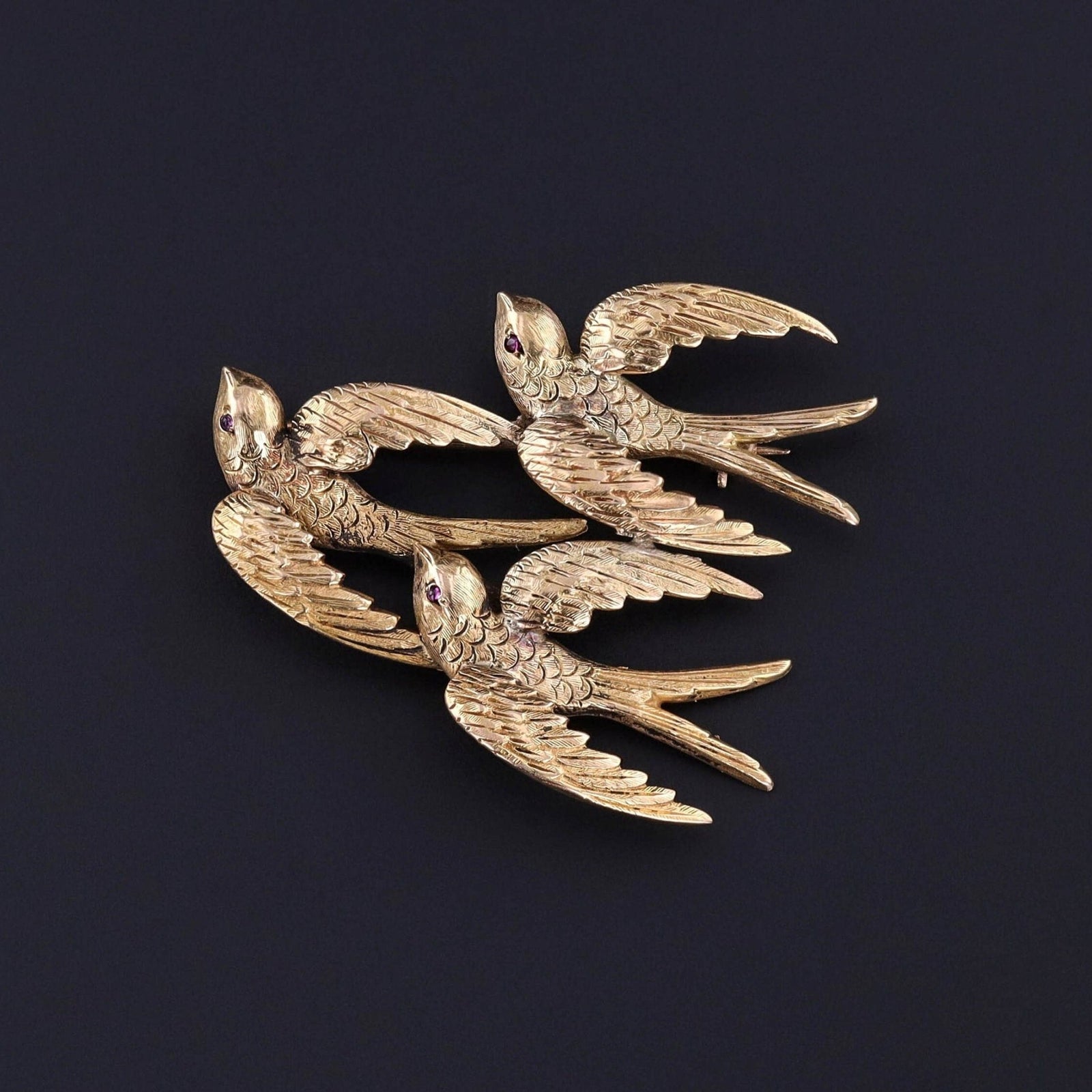 Antique Swallow Brooch of 14k Gold - Trademark Antiques