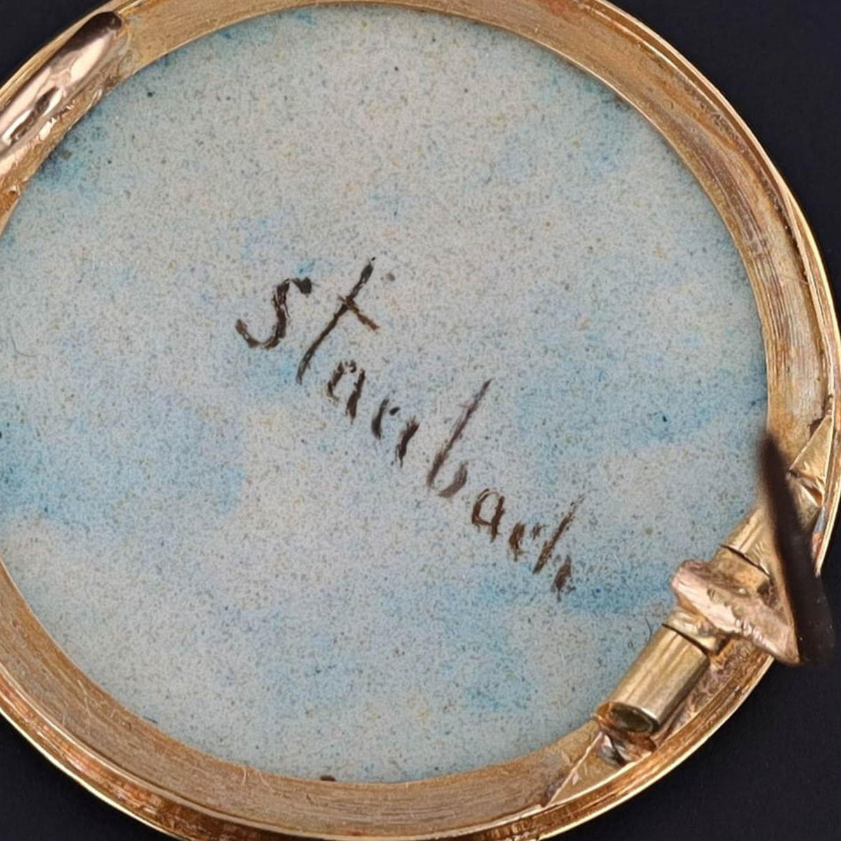 Antique Swiss Enamel Cufflink and Brooch Set in Original Box - Trademark Antiques