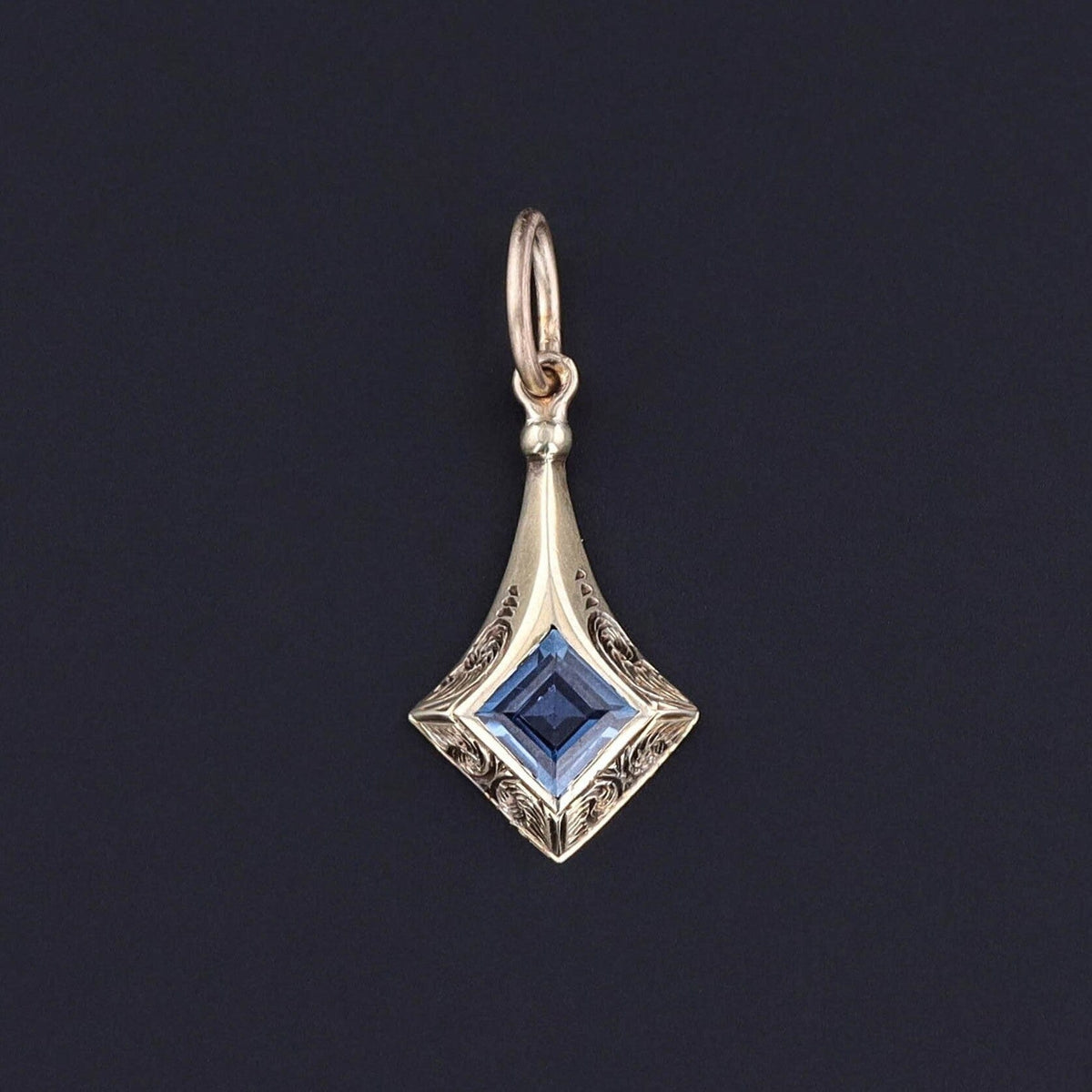 Antique Synthetic Sapphire Charm of 14k Gold - Trademark Antiques