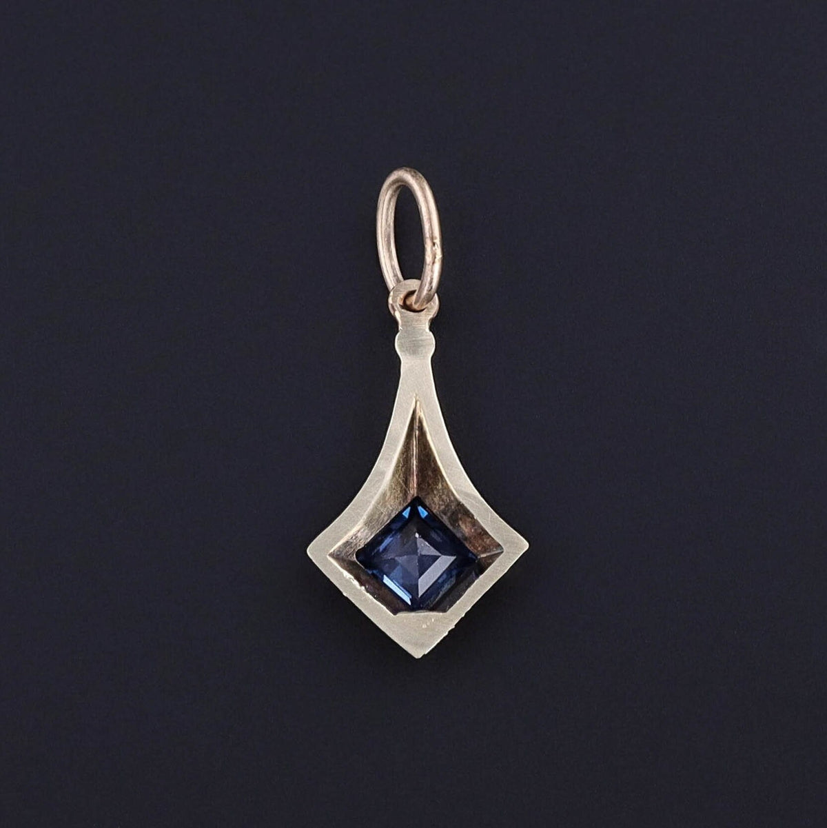 Antique Synthetic Sapphire Charm of 14k Gold - Trademark Antiques