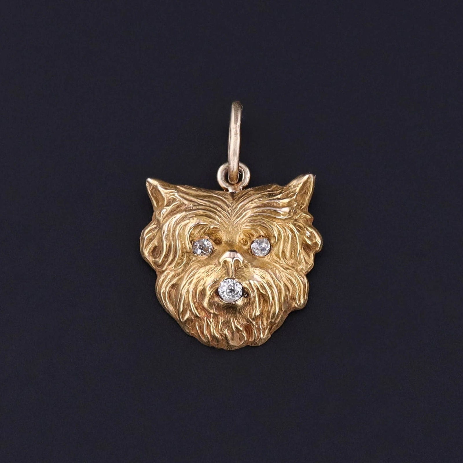 Antique Terrier Dog Charm of 14k Gold - Trademark Antiques