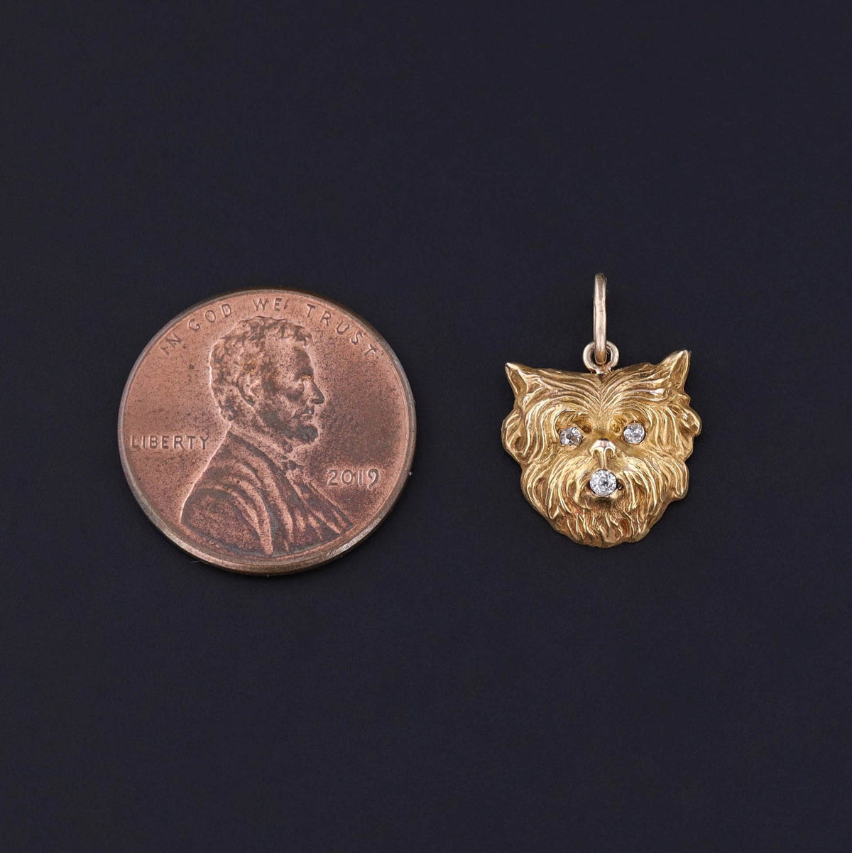 Antique Terrier Dog Charm of 14k Gold - Trademark Antiques