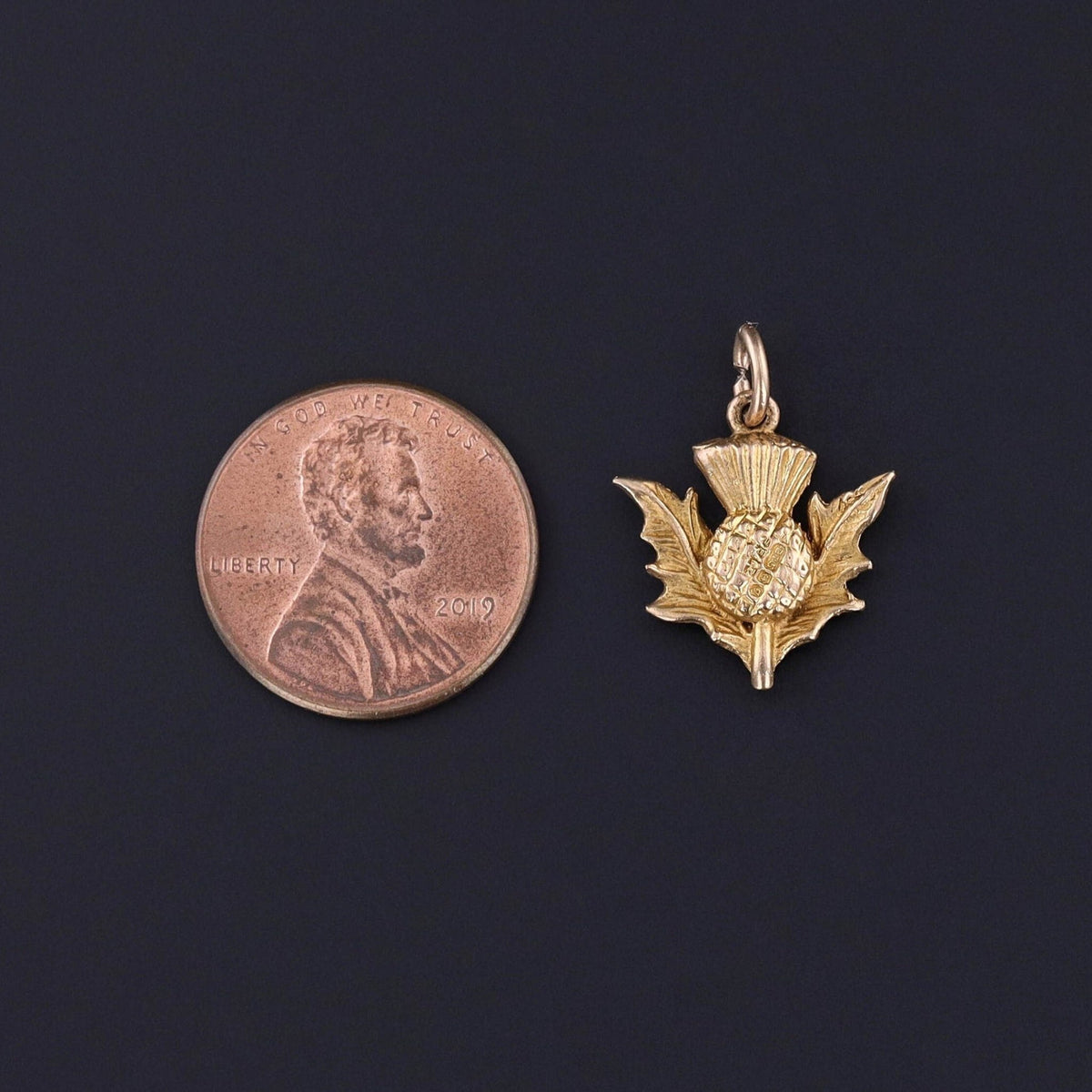 Antique Thistle Charm of 10k Gold - Trademark Antiques