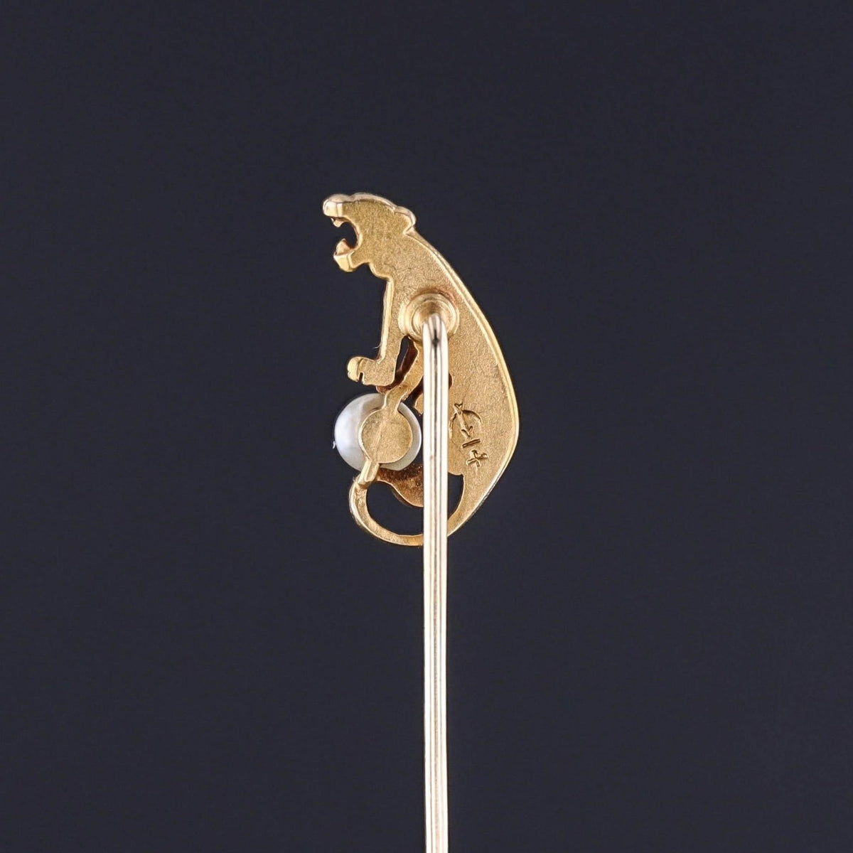 Antique Tiger Stickpin of 14k Gold - Trademark Antiques