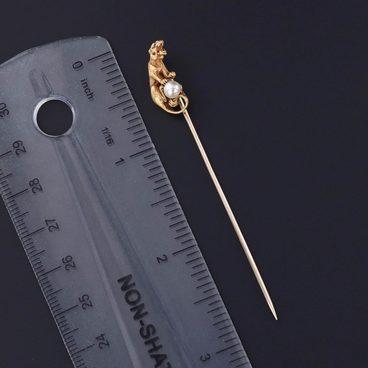 Antique Tiger Stickpin of 14k Gold - Trademark Antiques
