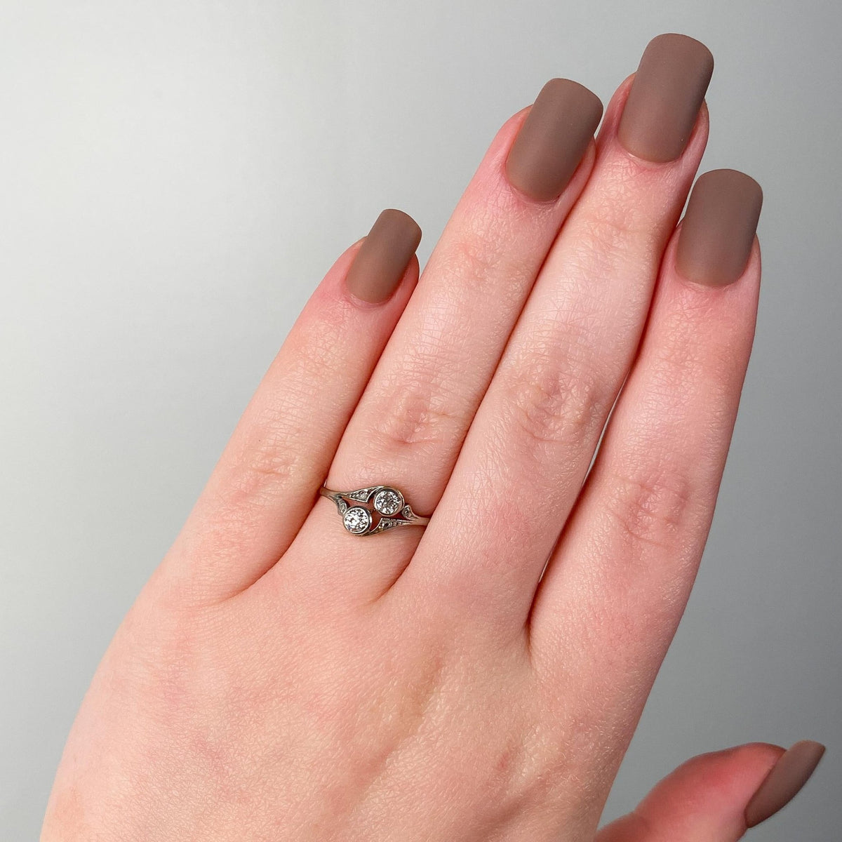 Antique Toi et Moi Diamond Ring of 14k Gold - Trademark Antiques