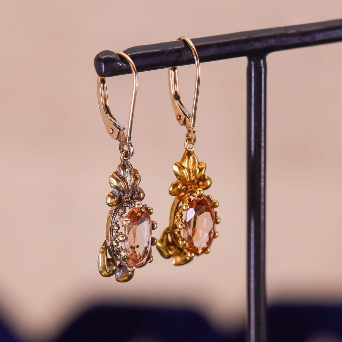 Antique Topaz Earrings with New Ear Wires of 14k Gold - Trademark Antiques