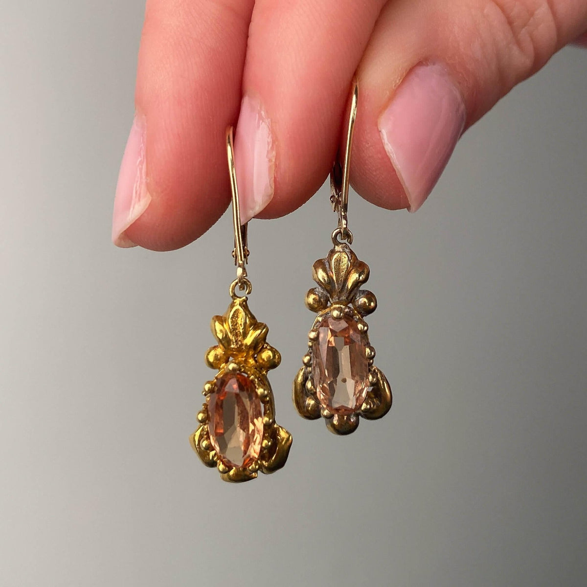 Antique Topaz Earrings with New Ear Wires of 14k Gold - Trademark Antiques