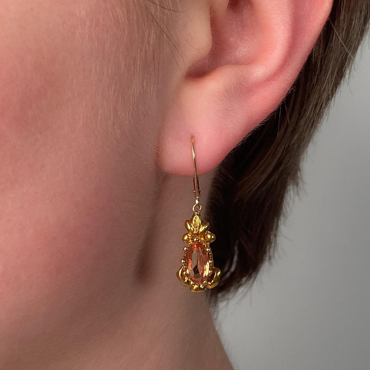 Antique Topaz Earrings with New Ear Wires of 14k Gold - Trademark Antiques