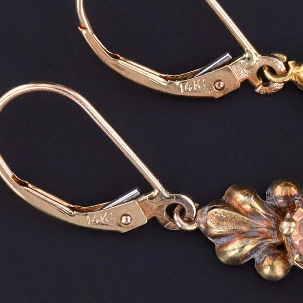 Antique Topaz Earrings with New Ear Wires of 14k Gold - Trademark Antiques