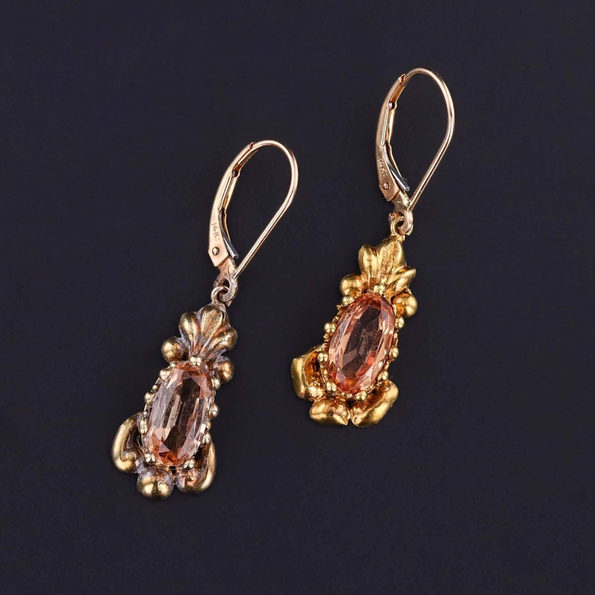 Antique Topaz Earrings with New Ear Wires of 14k Gold - Trademark Antiques
