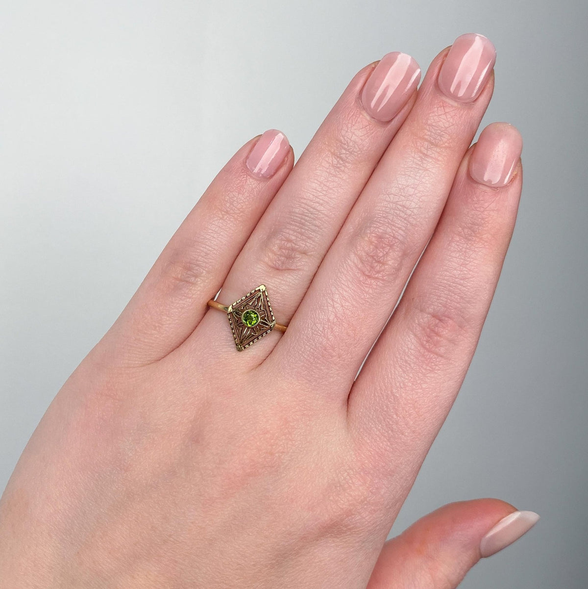 Antique Tourmaline Filigree Ring of 14k Gold - Trademark Antiques