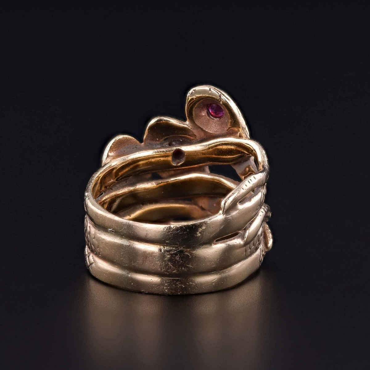 Antique Triple Snake Ring of 14k Gold - Trademark Antiques