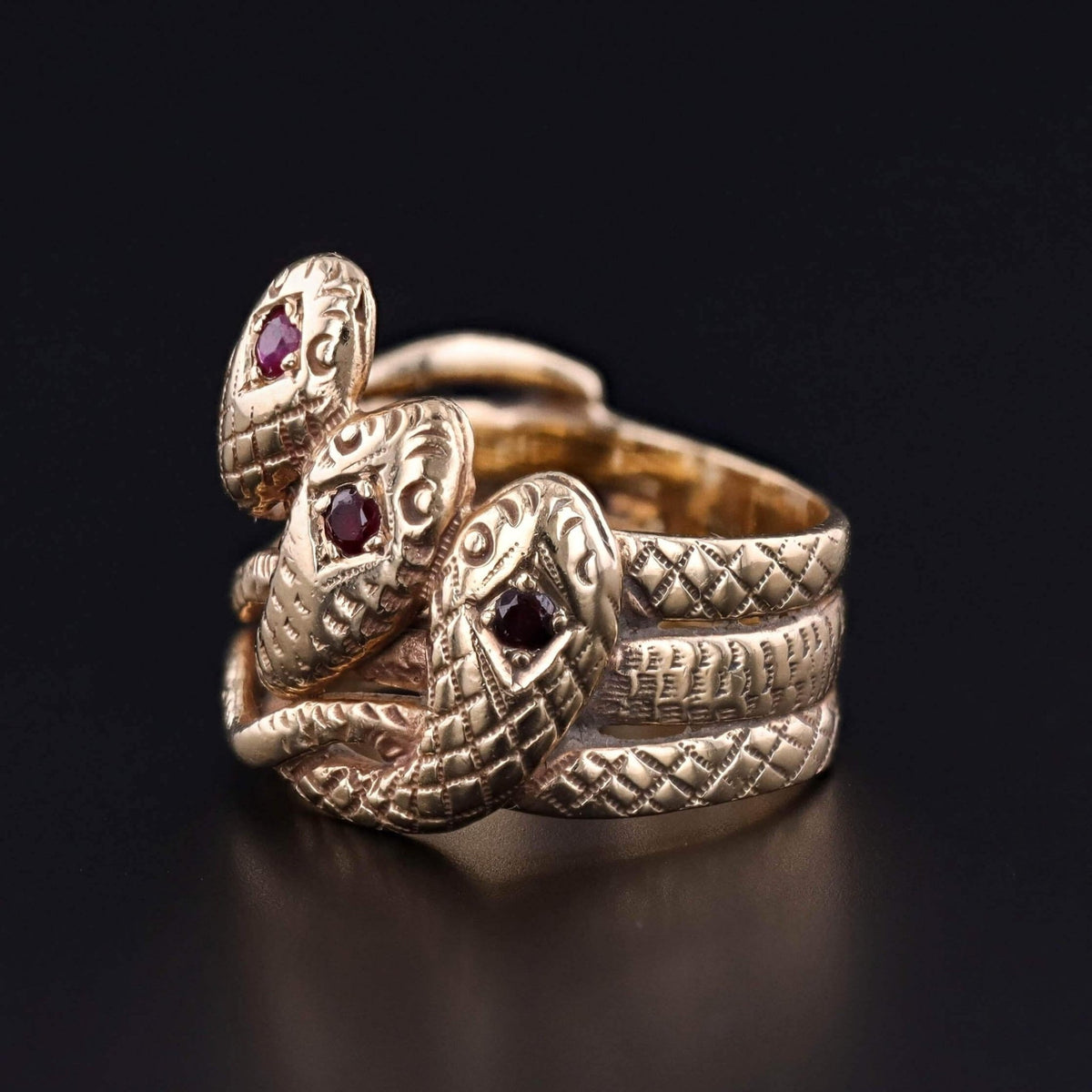 Antique Triple Snake Ring of 14k Gold - Trademark Antiques