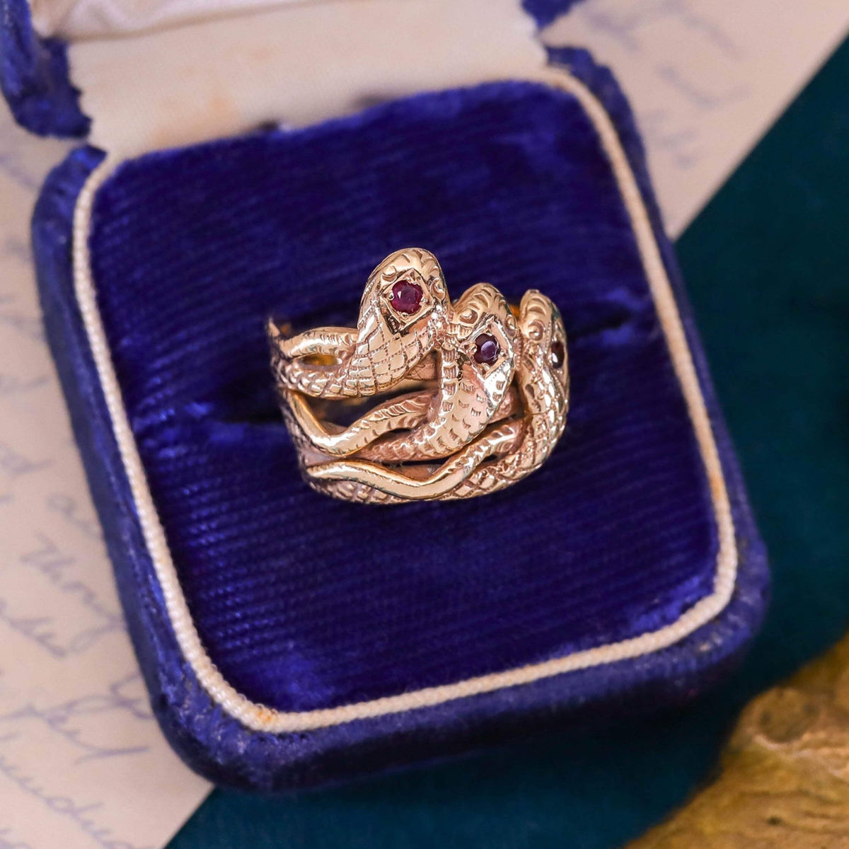 Antique Triple Snake Ring of 14k Gold - Trademark Antiques