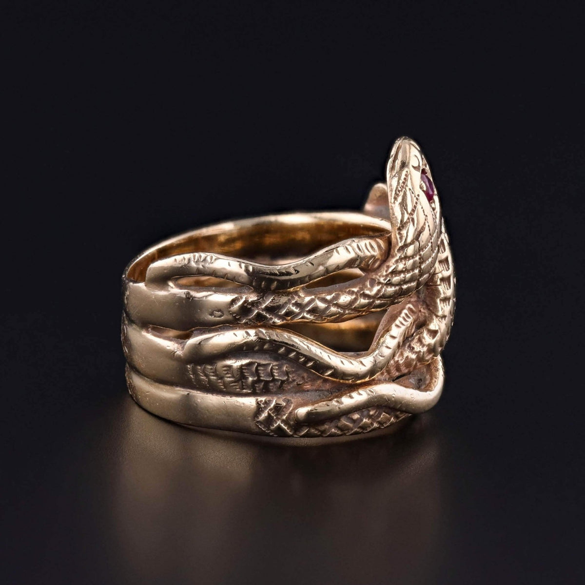 Antique Triple Snake Ring of 14k Gold - Trademark Antiques