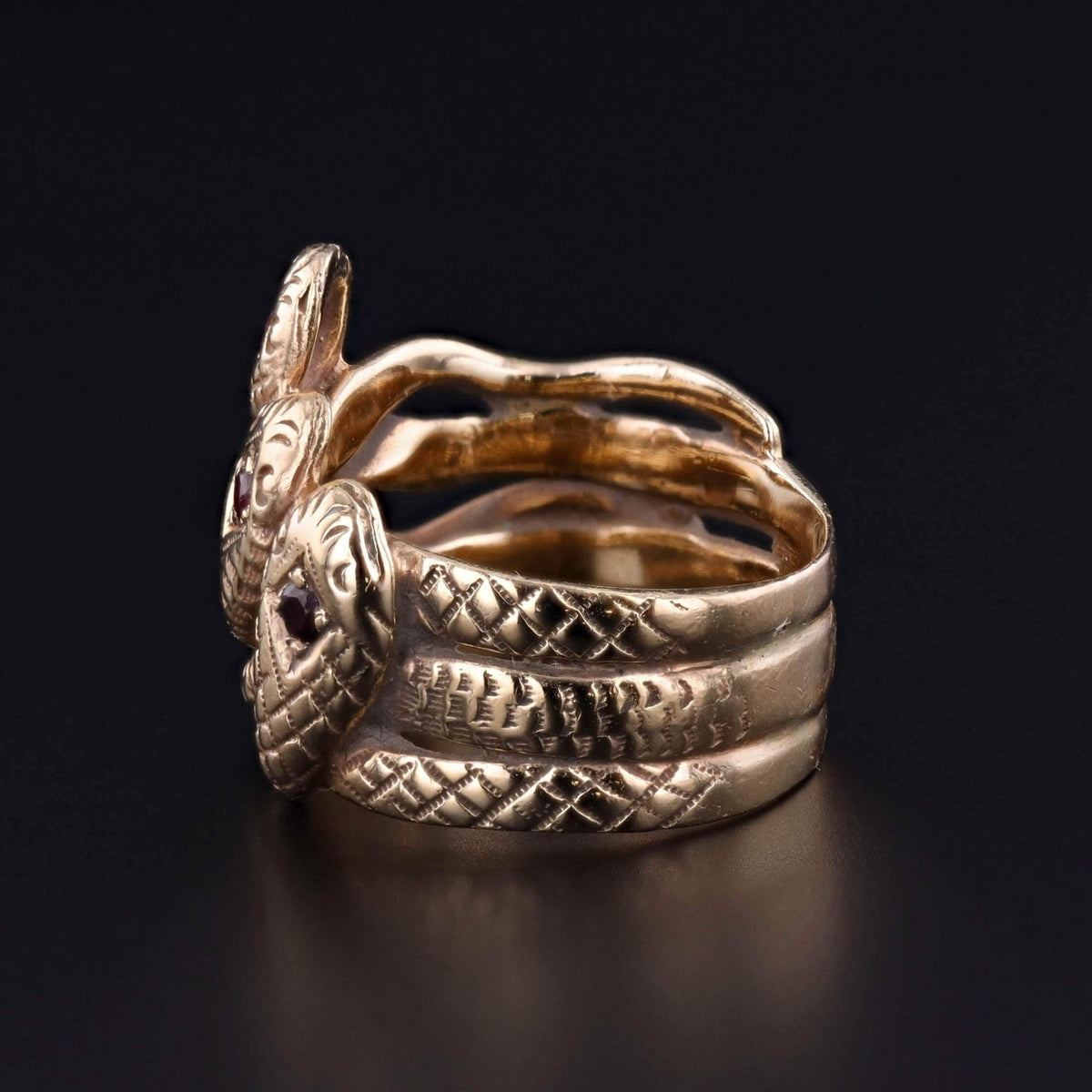 Antique Triple Snake Ring of 14k Gold - Trademark Antiques
