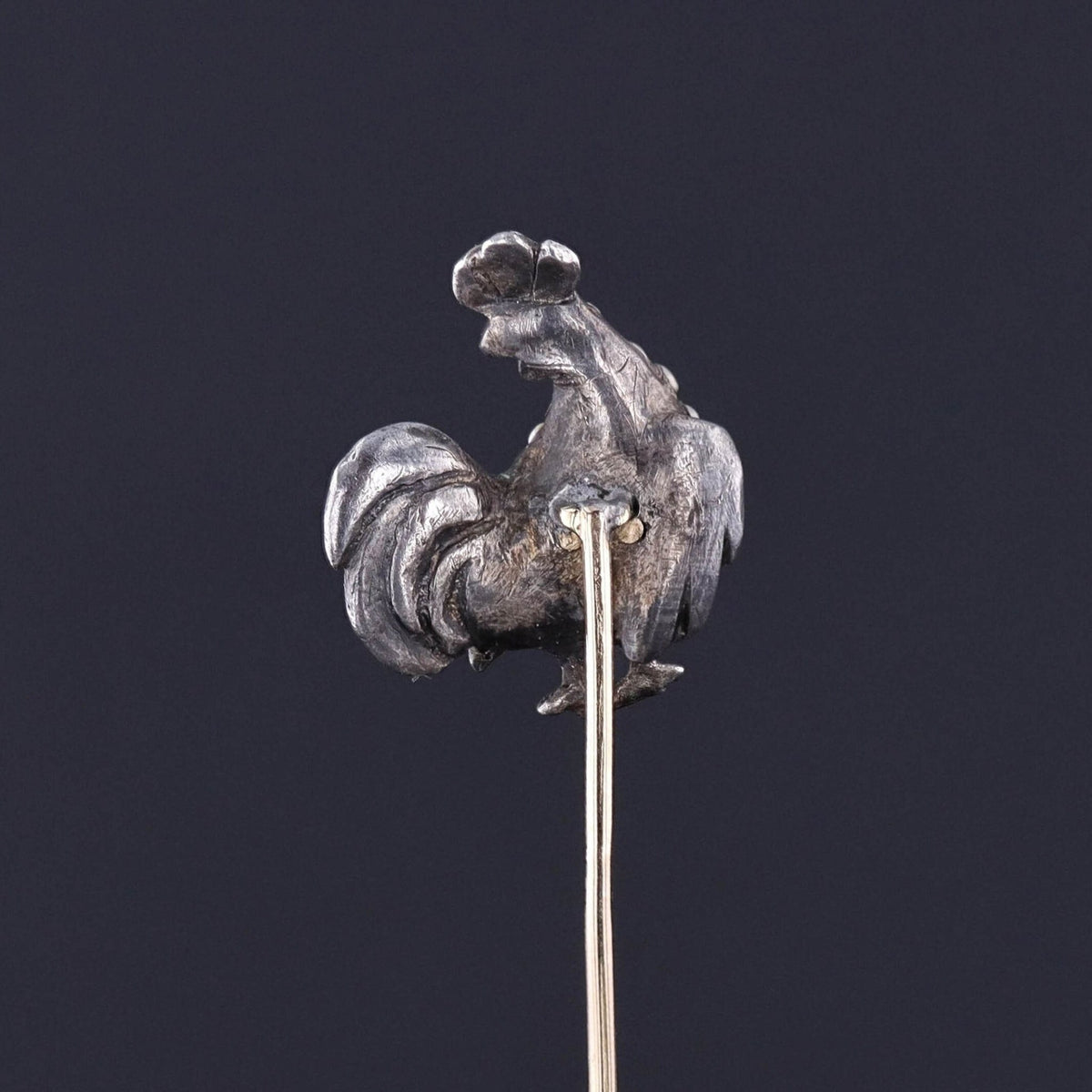 Antique Turquoise and Pearl Rooster Stick Pin - Trademark Antiques