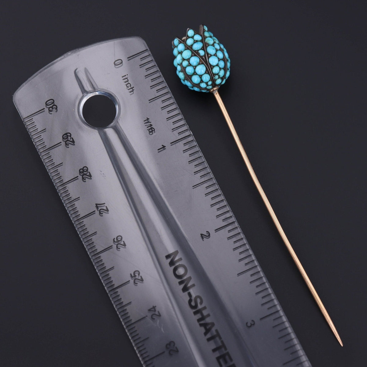 Antique Turquoise and Pearl Tulip Stickpin of 14k Gold - Trademark Antiques