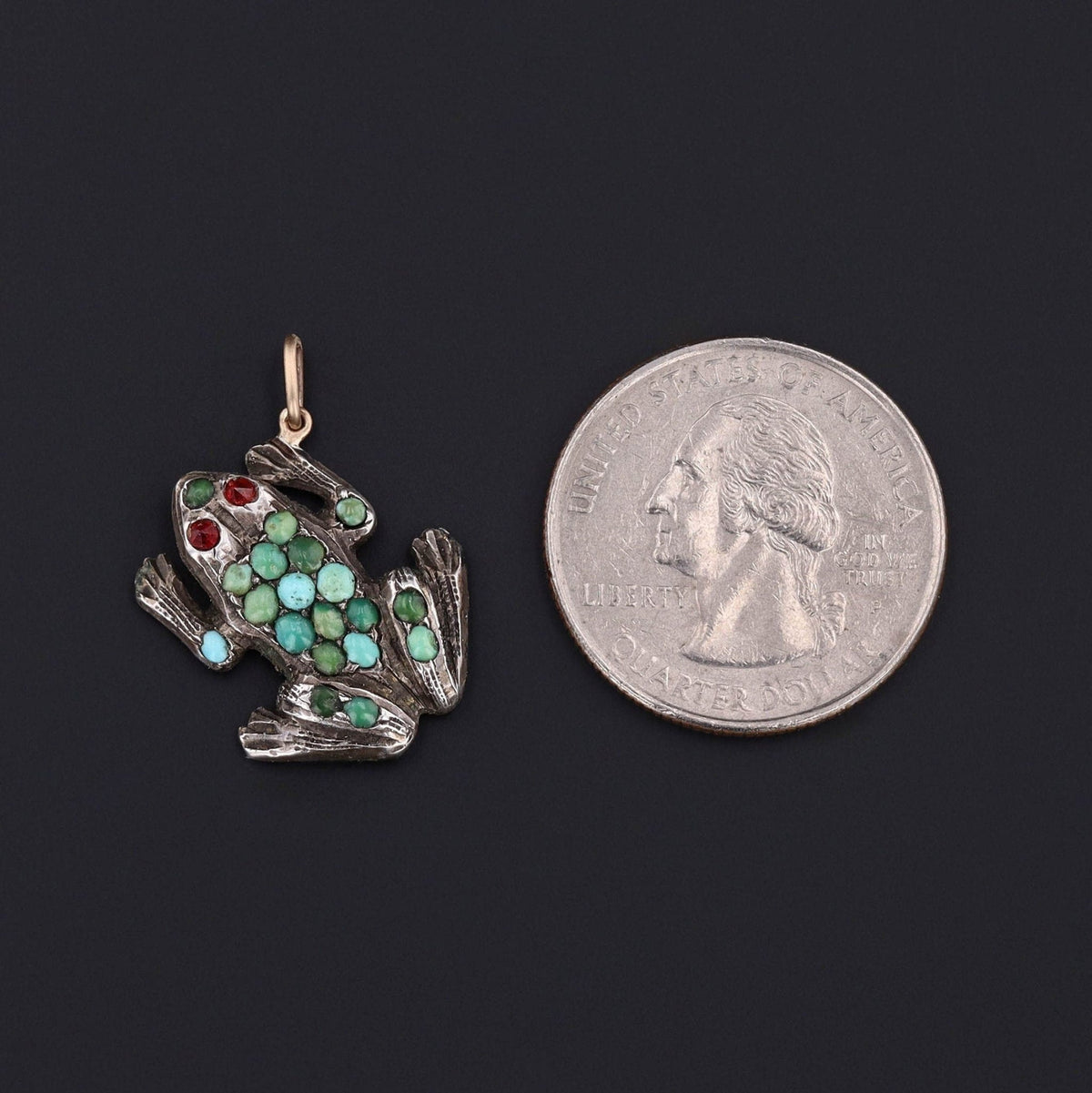 Antique Turquoise and Silver Frog Pendant - Trademark Antiques