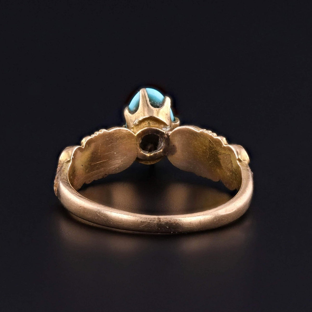 Antique Turquoise Cherub Ring of 14k Gold - Trademark Antiques