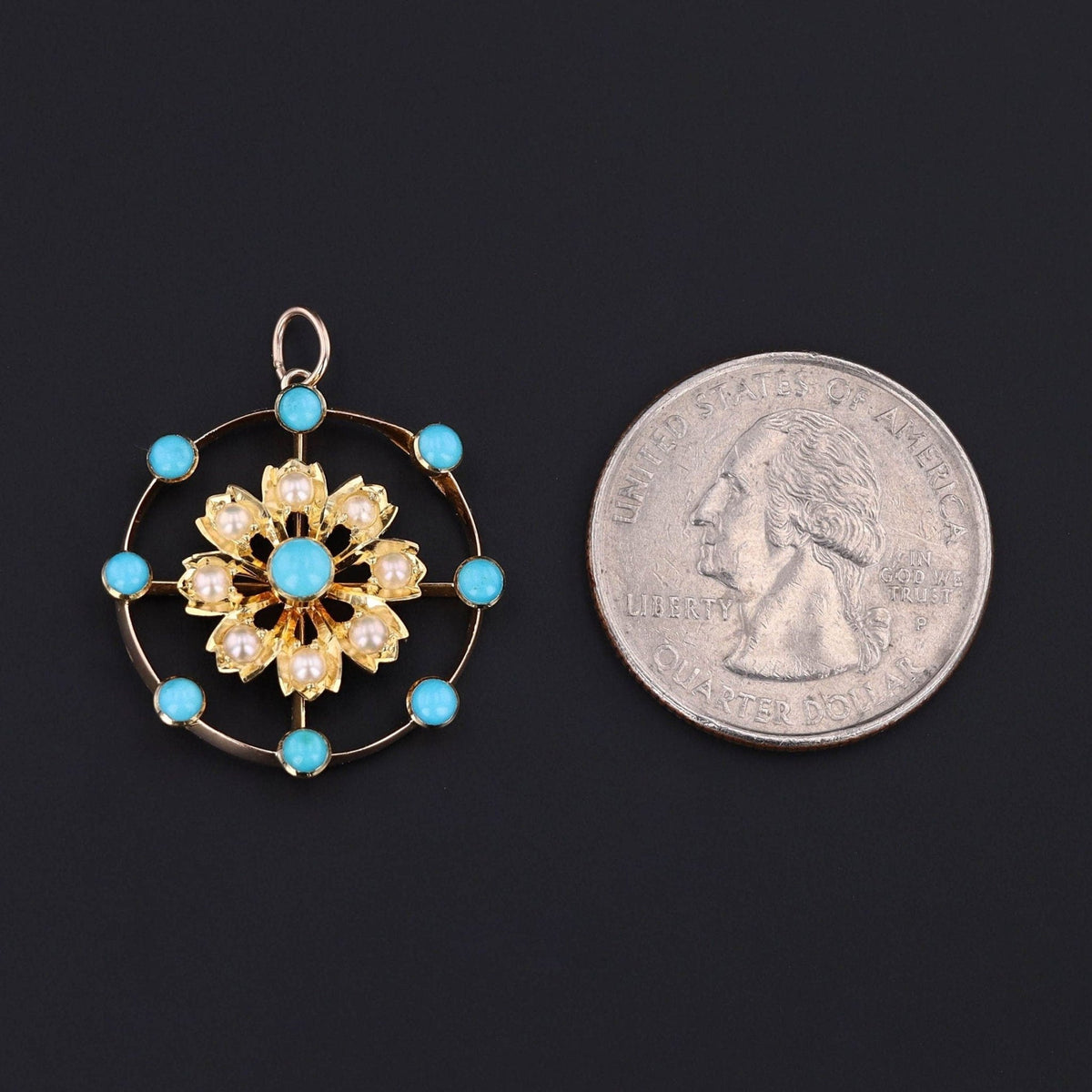 Antique Turquoise Conversion Pendant of 15ct Gold - Trademark Antiques