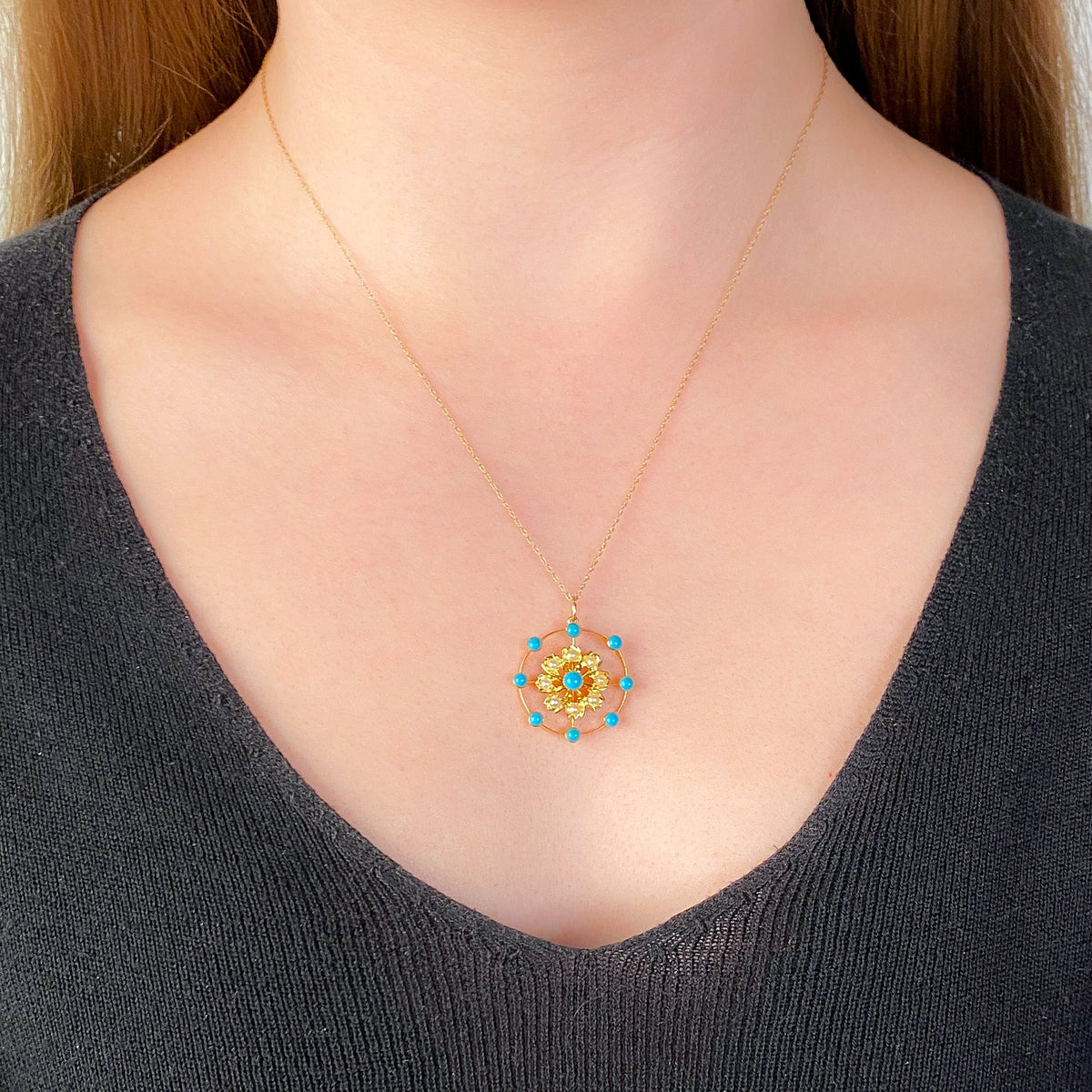 Antique Turquoise Conversion Pendant of 15ct Gold - Trademark Antiques