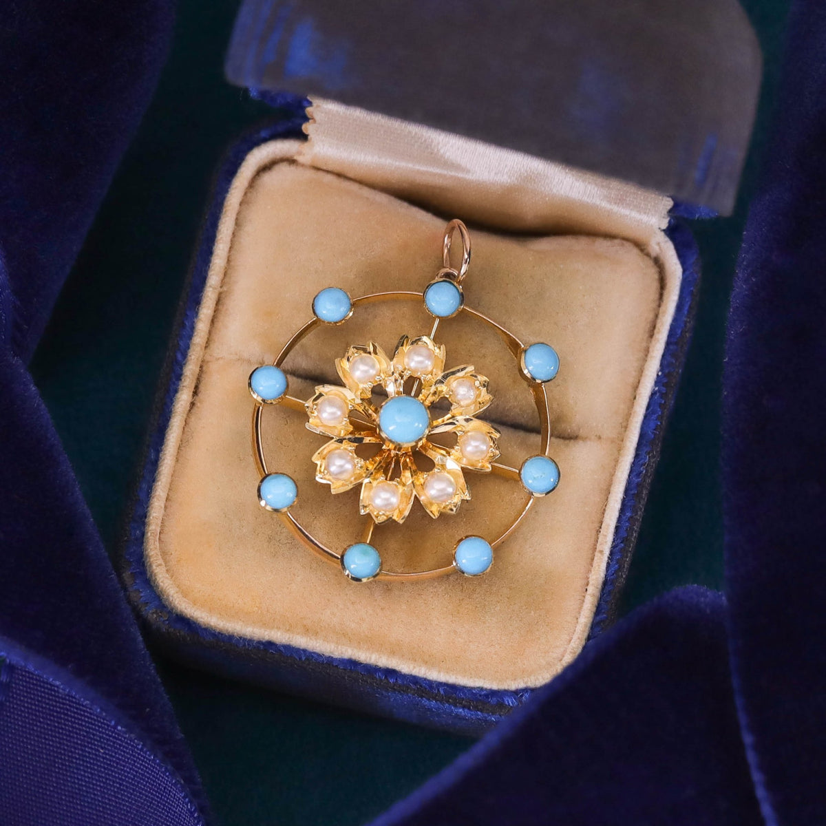 Antique Turquoise Conversion Pendant of 15ct Gold - Trademark Antiques