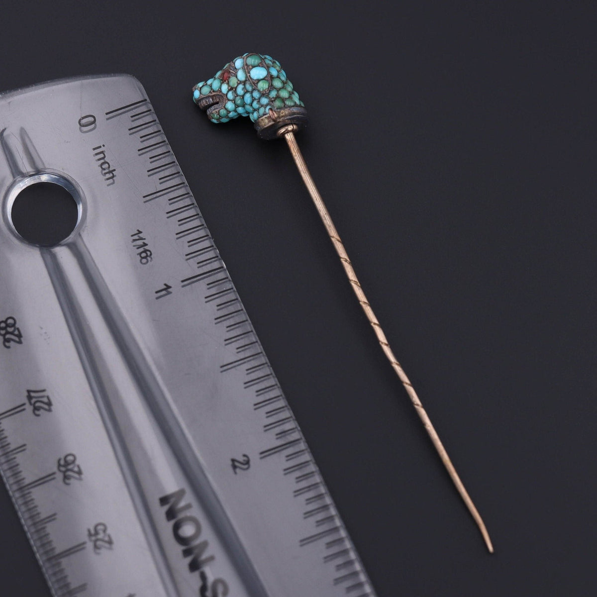 Antique Turquoise Dog Stickpin - Trademark Antiques