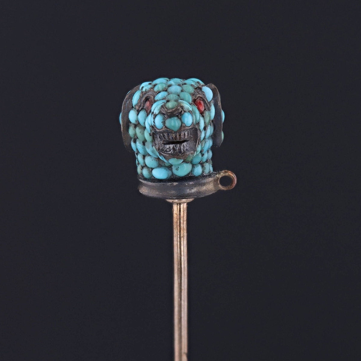 Antique Turquoise Dog Stickpin - Trademark Antiques