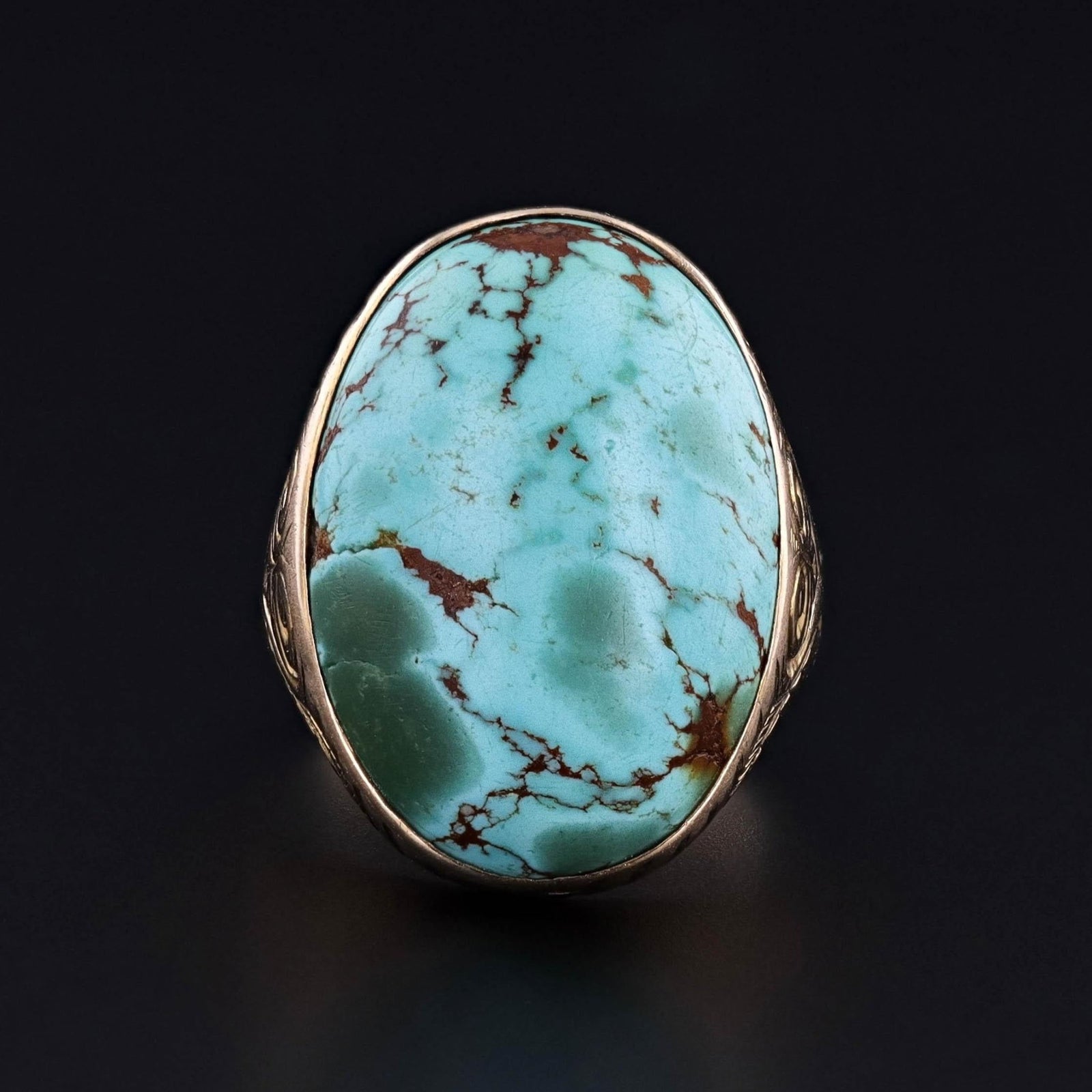 Antique Turquoise Dome Ring of 12k Gold - Trademark Antiques