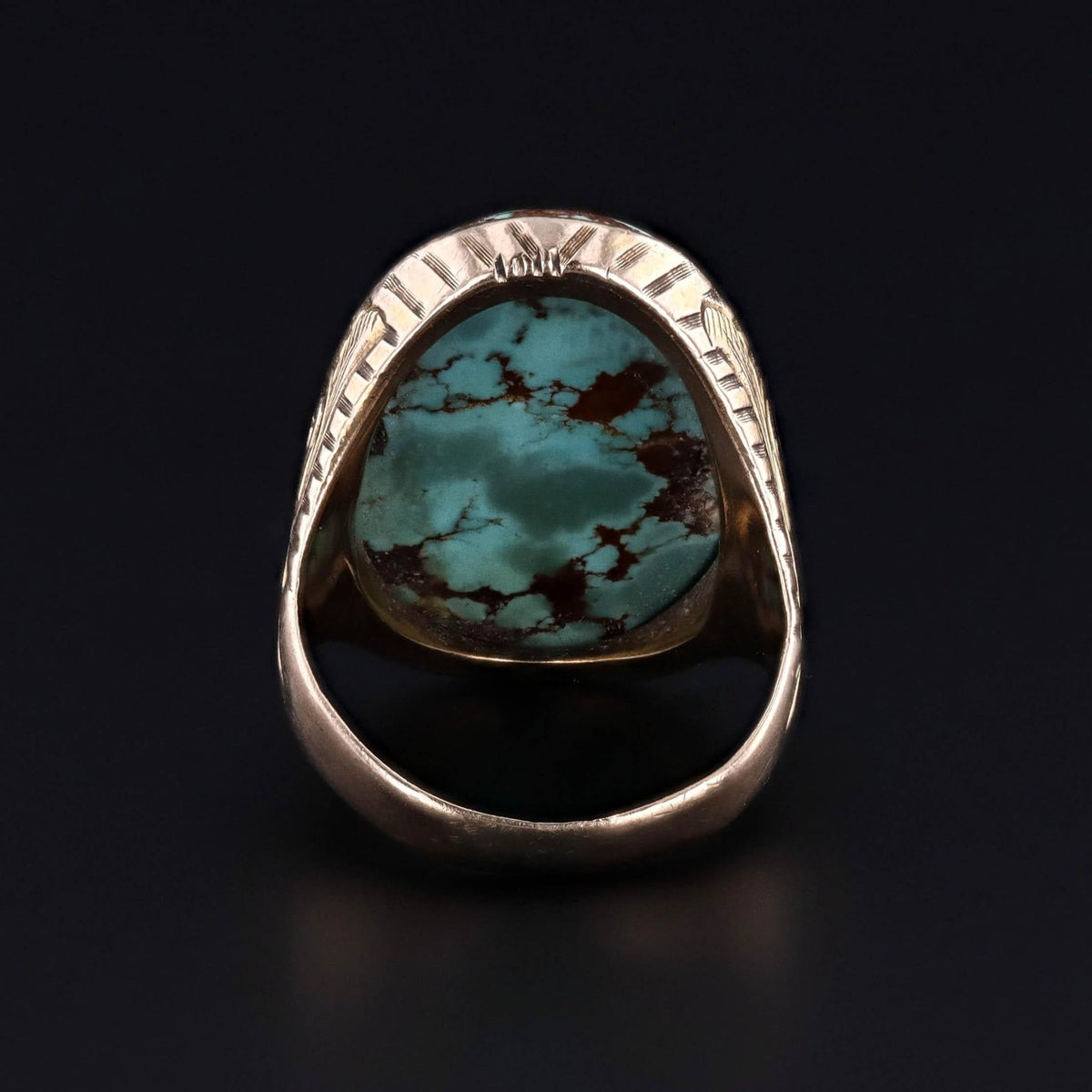 Antique Turquoise Dome Ring of 12k Gold - Trademark Antiques