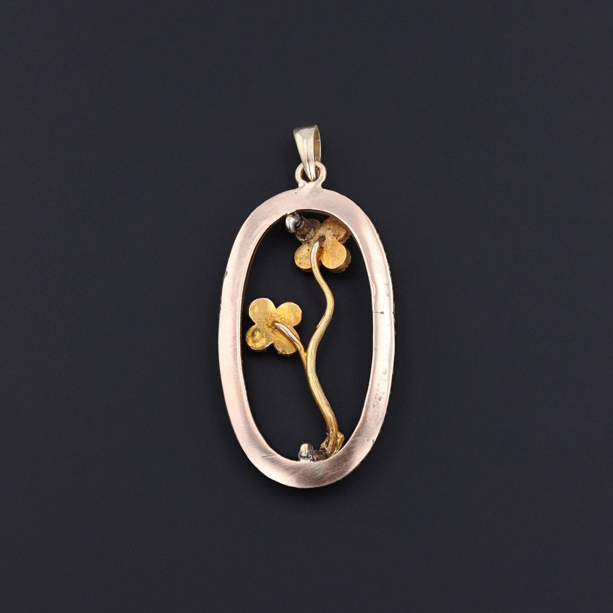 Antique Turquoise Forget - Me - Not Conversion Pendant of 14k Gold - Trademark Antiques