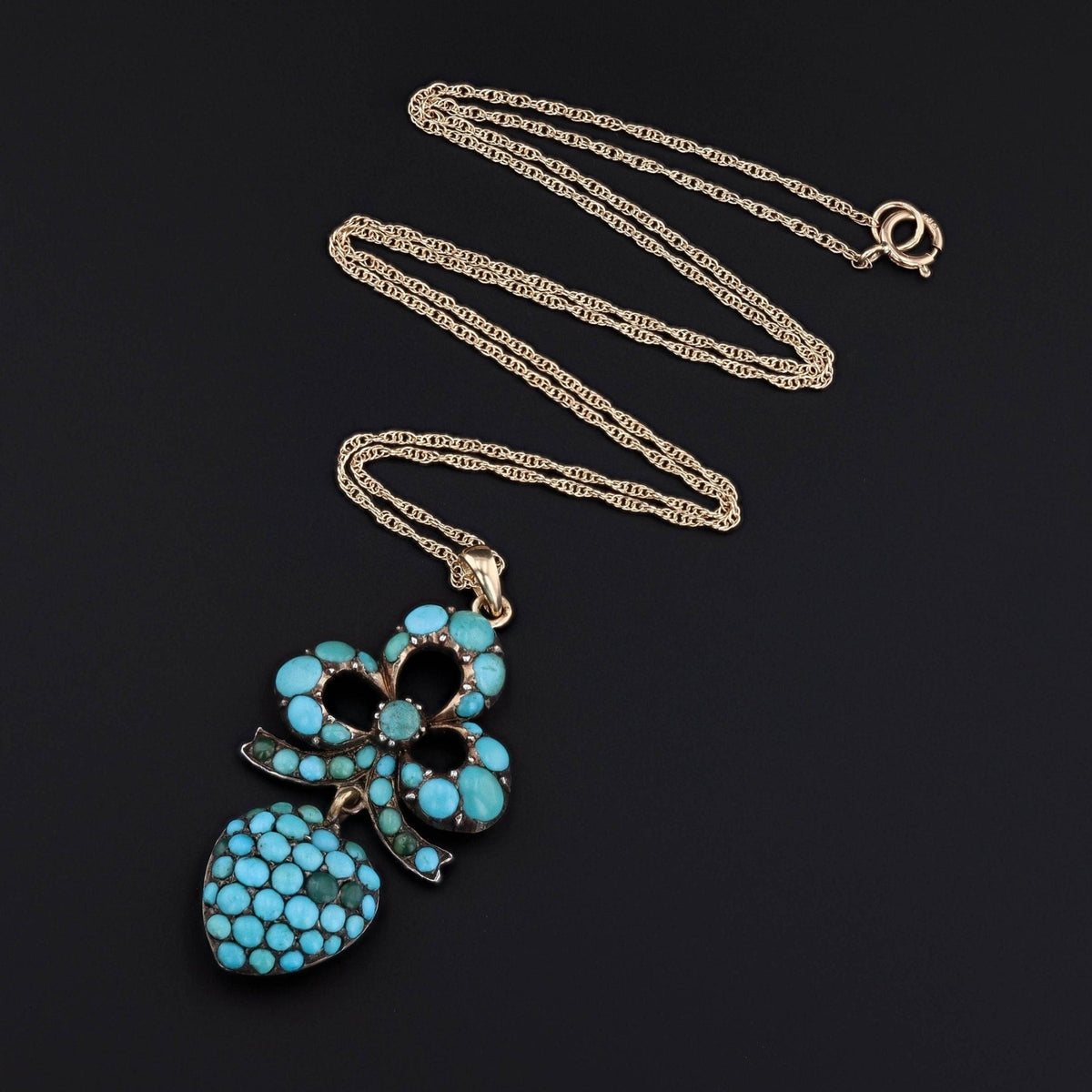 Antique Turquoise Heart Pendant - Trademark Antiques