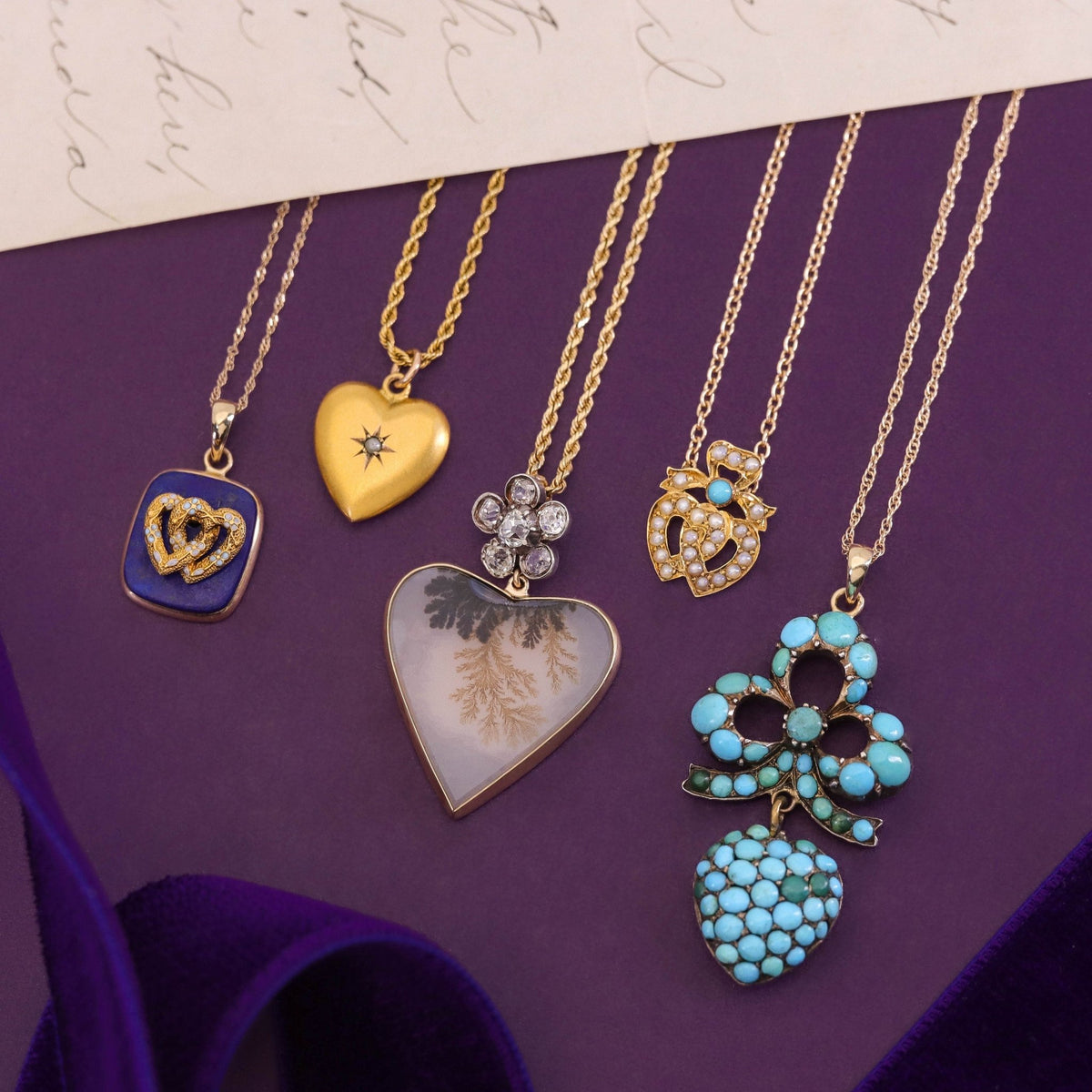 Antique Turquoise Heart Pendant - Trademark Antiques