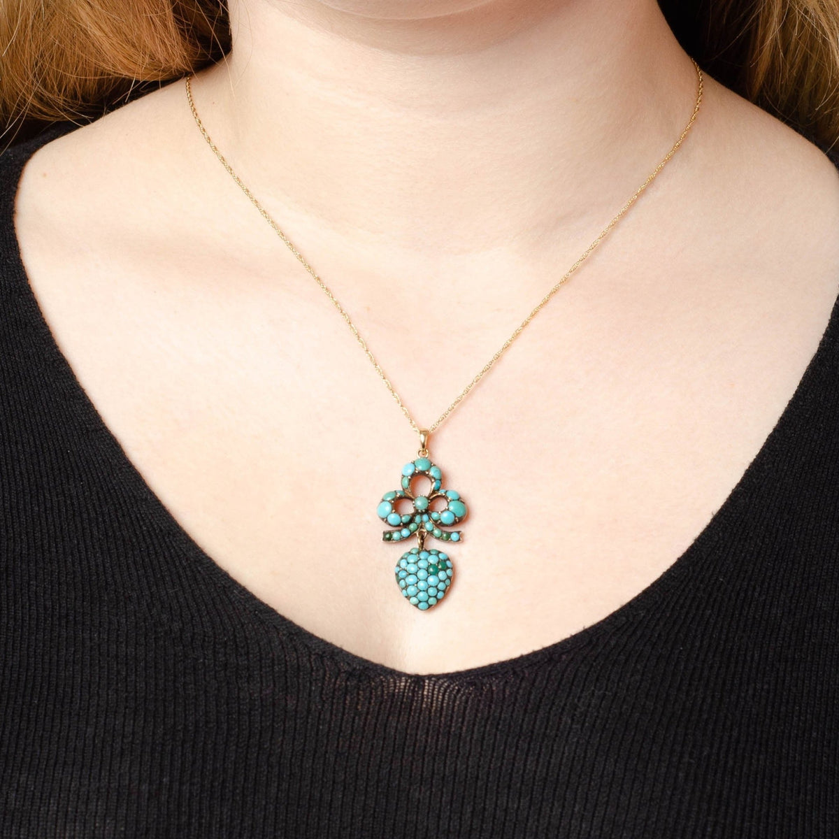 Antique Turquoise Heart Pendant - Trademark Antiques