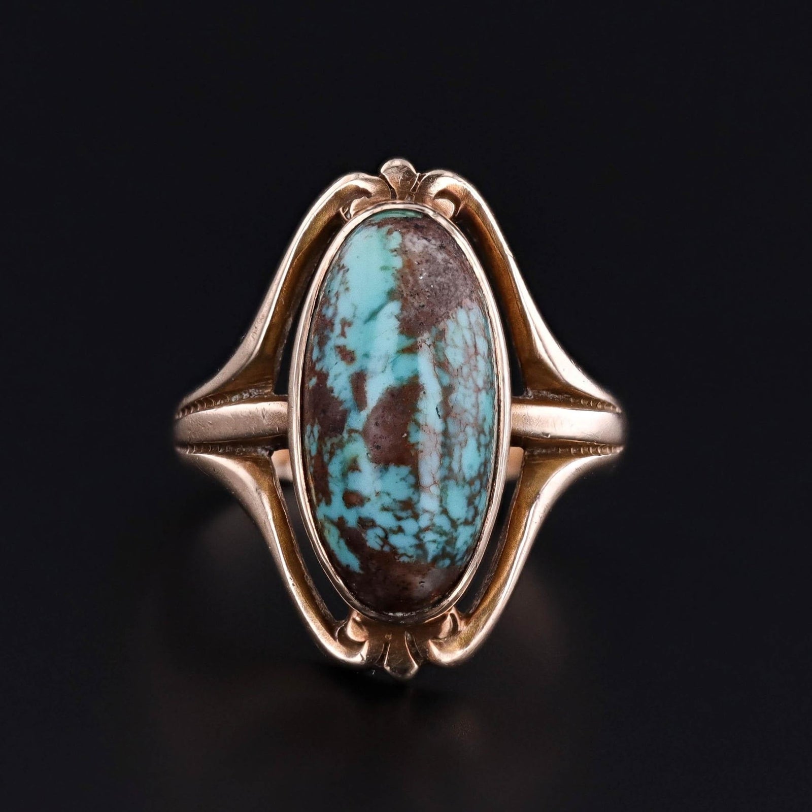 Antique Turquoise Ring of 10k Gold - Trademark Antiques
