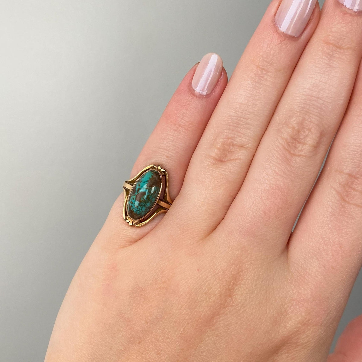 Antique Turquoise Ring of 10k Gold - Trademark Antiques